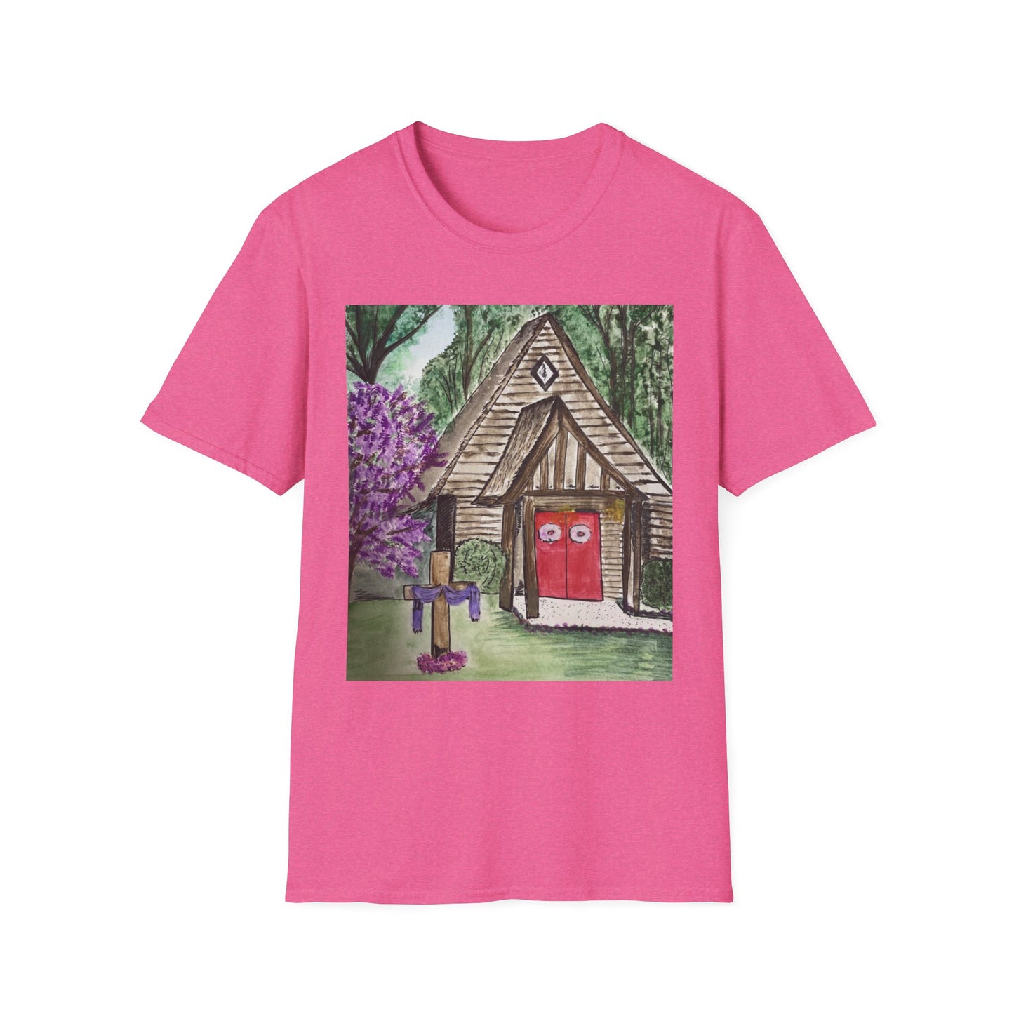 Charming Cottage Art Unisex Softstyle T-Shirt | Cozy and Whimsical Design