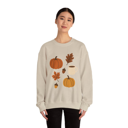 Cozy Autumn Crewneck Sweatshirt - Fall Colors, Pumpkin Design, Perfect for Thanksgiving, Gifts for Her, Casual Wear