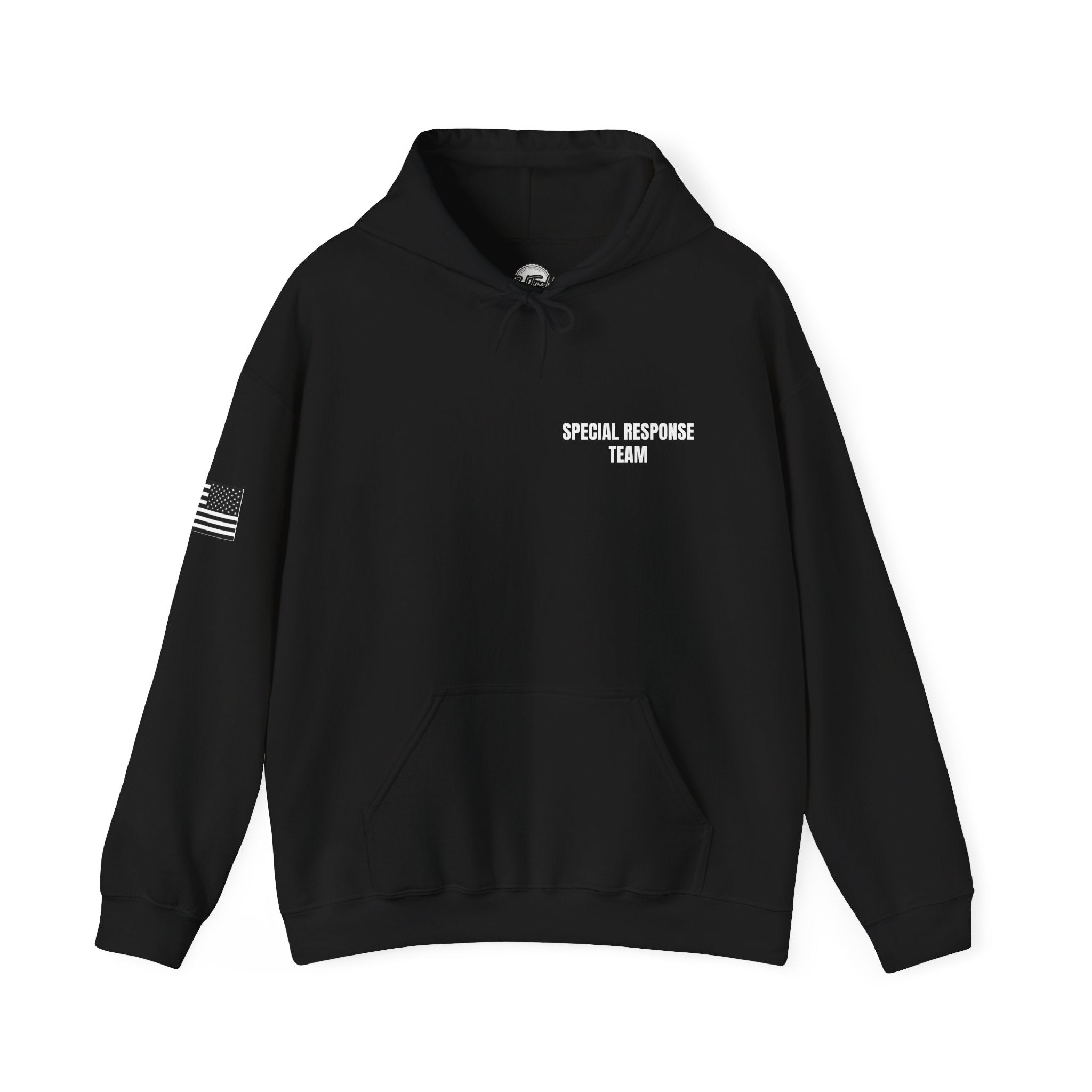 SRT Hoodie 1 – Tactical Badge Back Print with Sleeve Flag