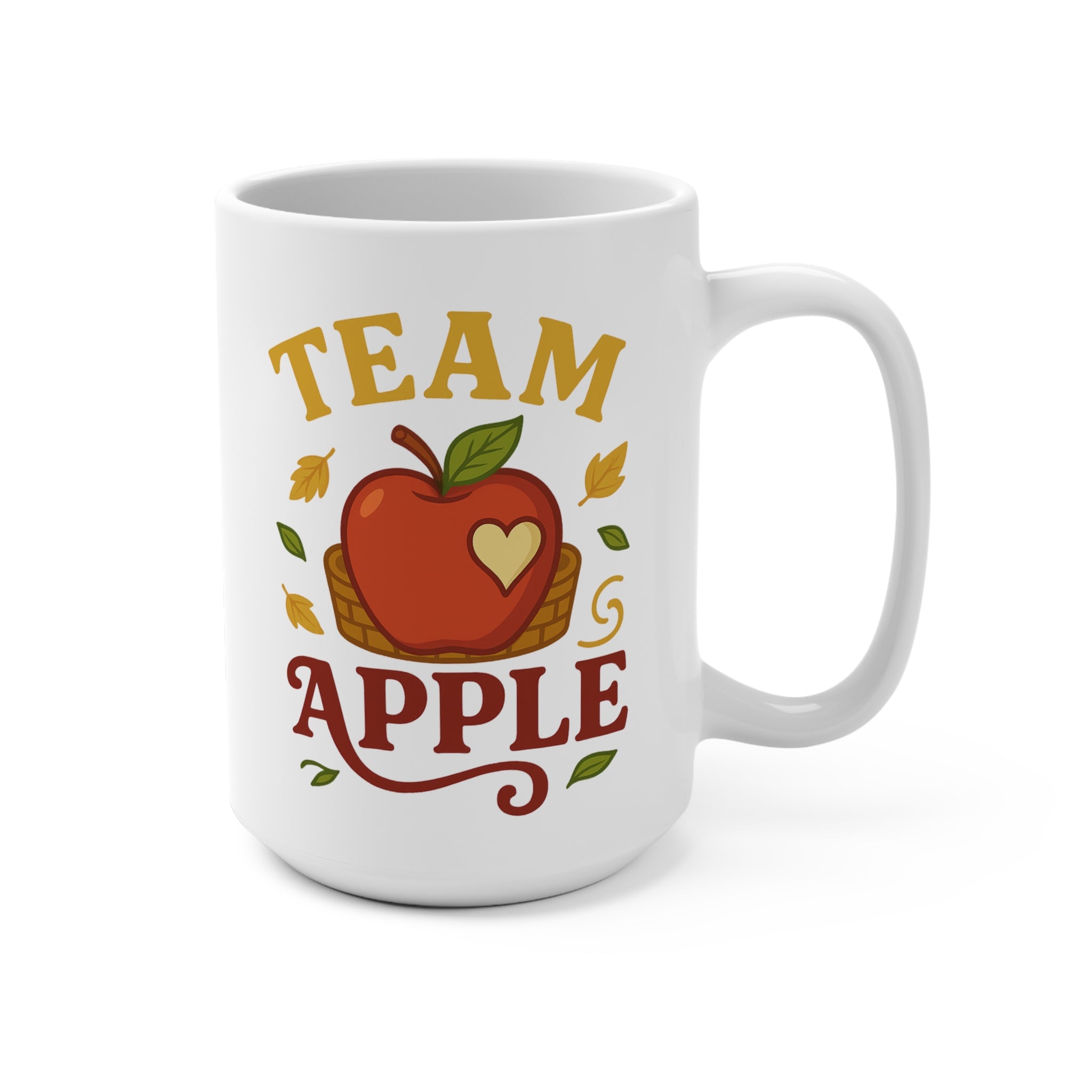 Team Apple Cozy Mug 15oz, Fall Coffee Cup, Autumn Decor, Gift for Teachers, Harvest Mug, Thanksgiving Kitchenware