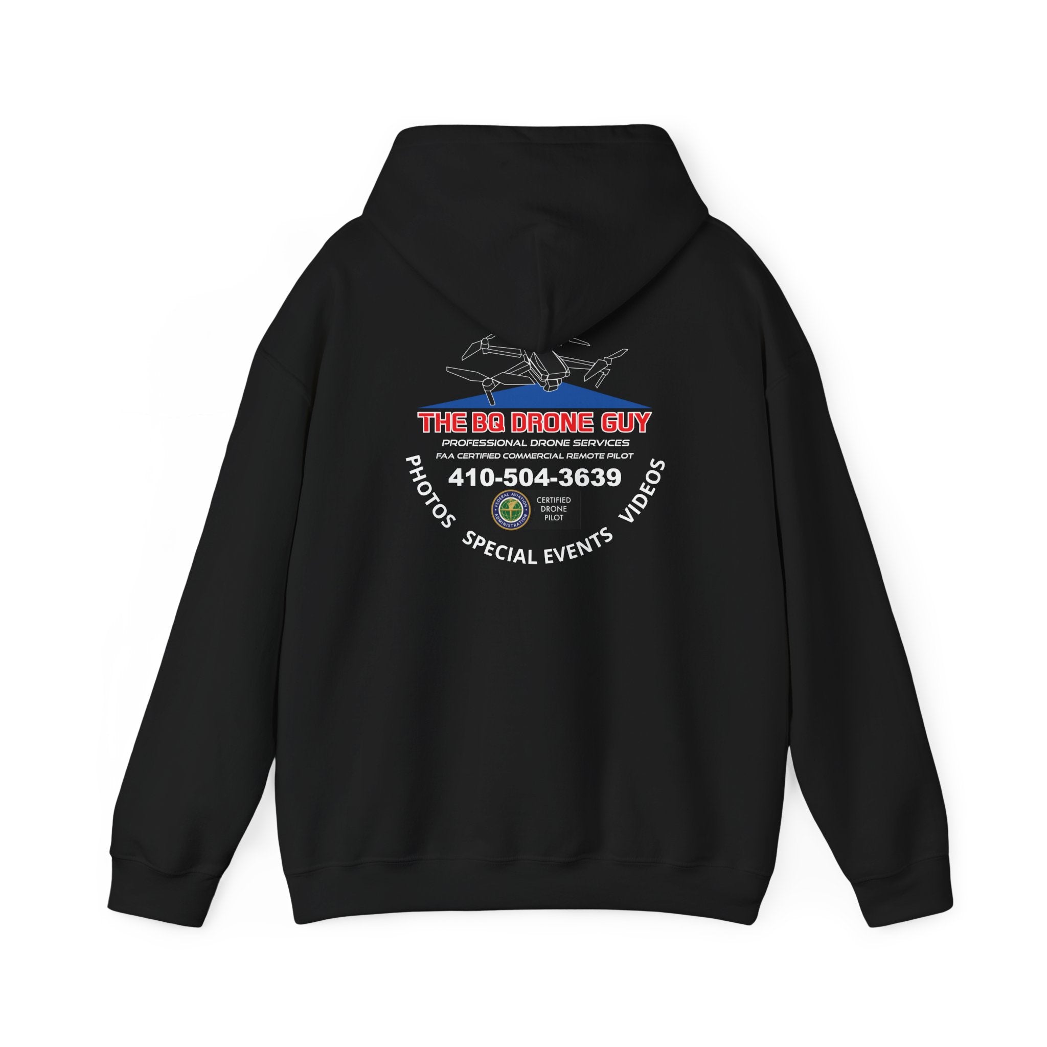 The BQ drone guy Hoodie - "The BQ Drone Guy Logo Back & Chest