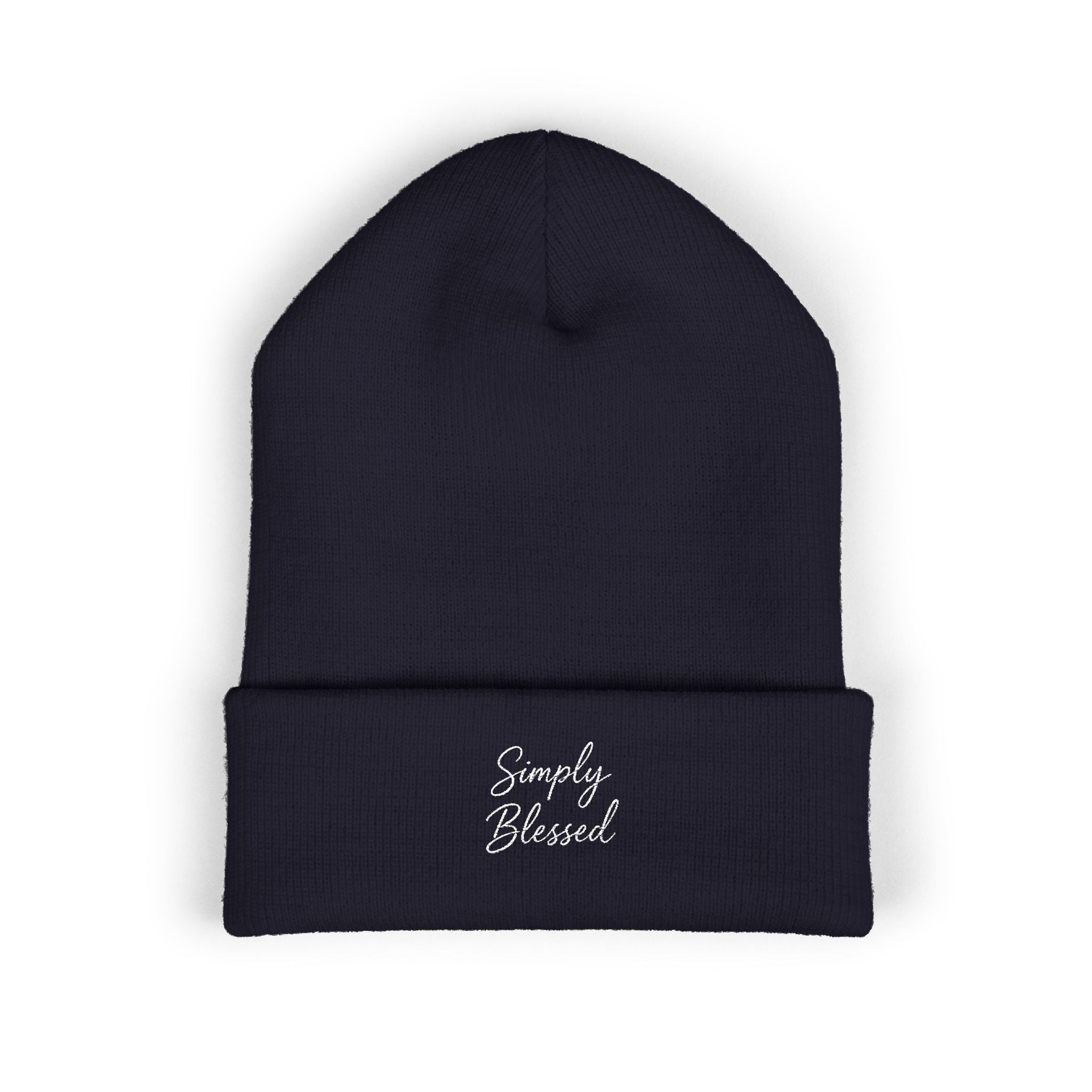 Simply Blessed Embroidered Beanie - Cozy Classic Knitted Hat for Everyday Wear