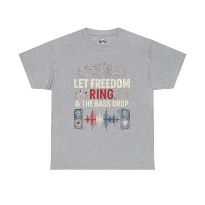 Independence Day Music Tee, Let Freedom Ring Shirt, Patriotic Cotton T-Shirt, Summer Celebration Top, Concert Outfit, Gift for Music Lovers