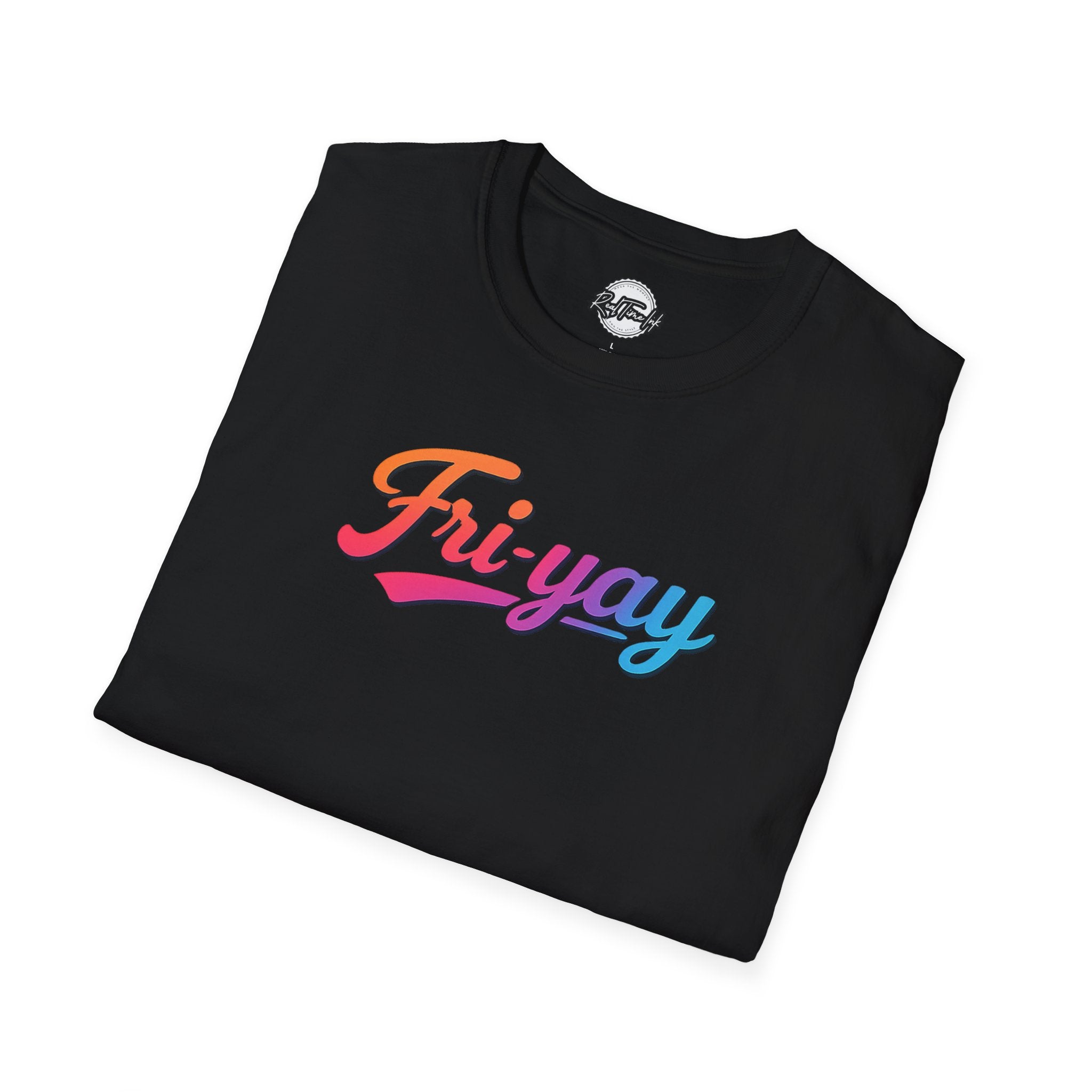 Fri-yay Graphic T-Shirt — Retro Rainbow Weekend Tee