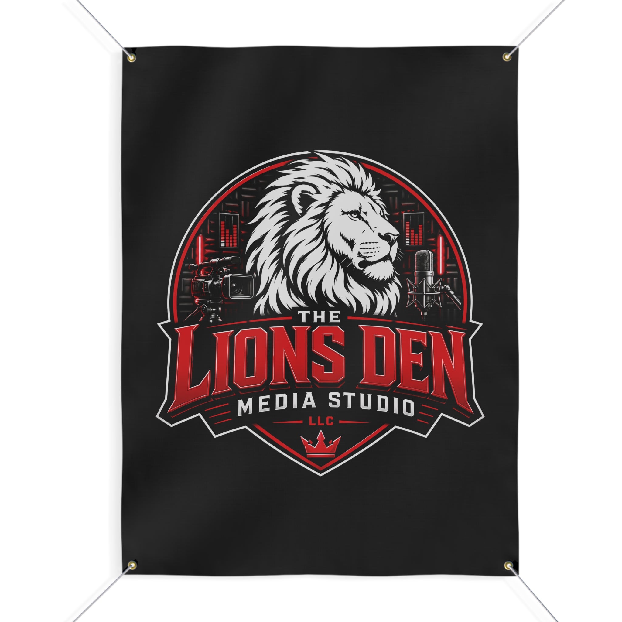 The Lions Den Media Studio Matte Banner