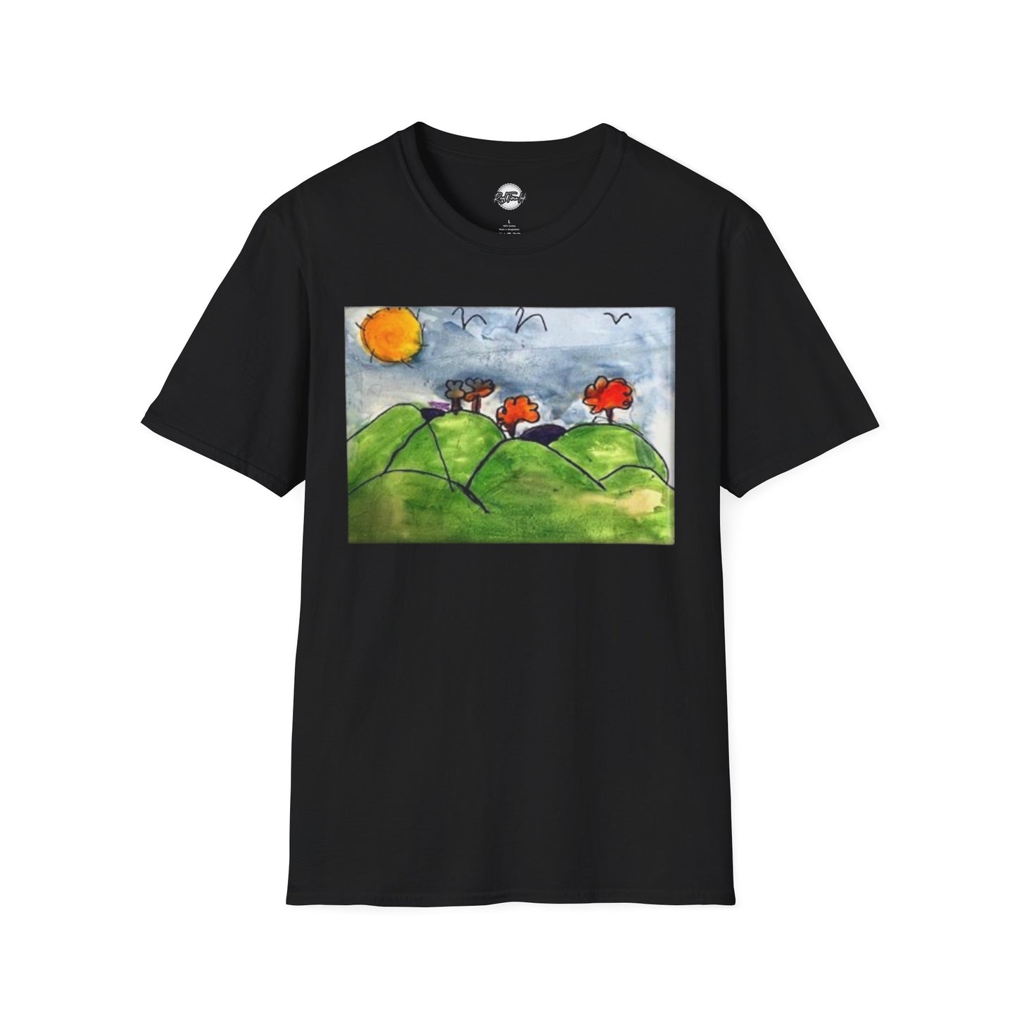 Artistic Nature Unisex Softstyle T-Shirt - Colorful Scenic Design kid art