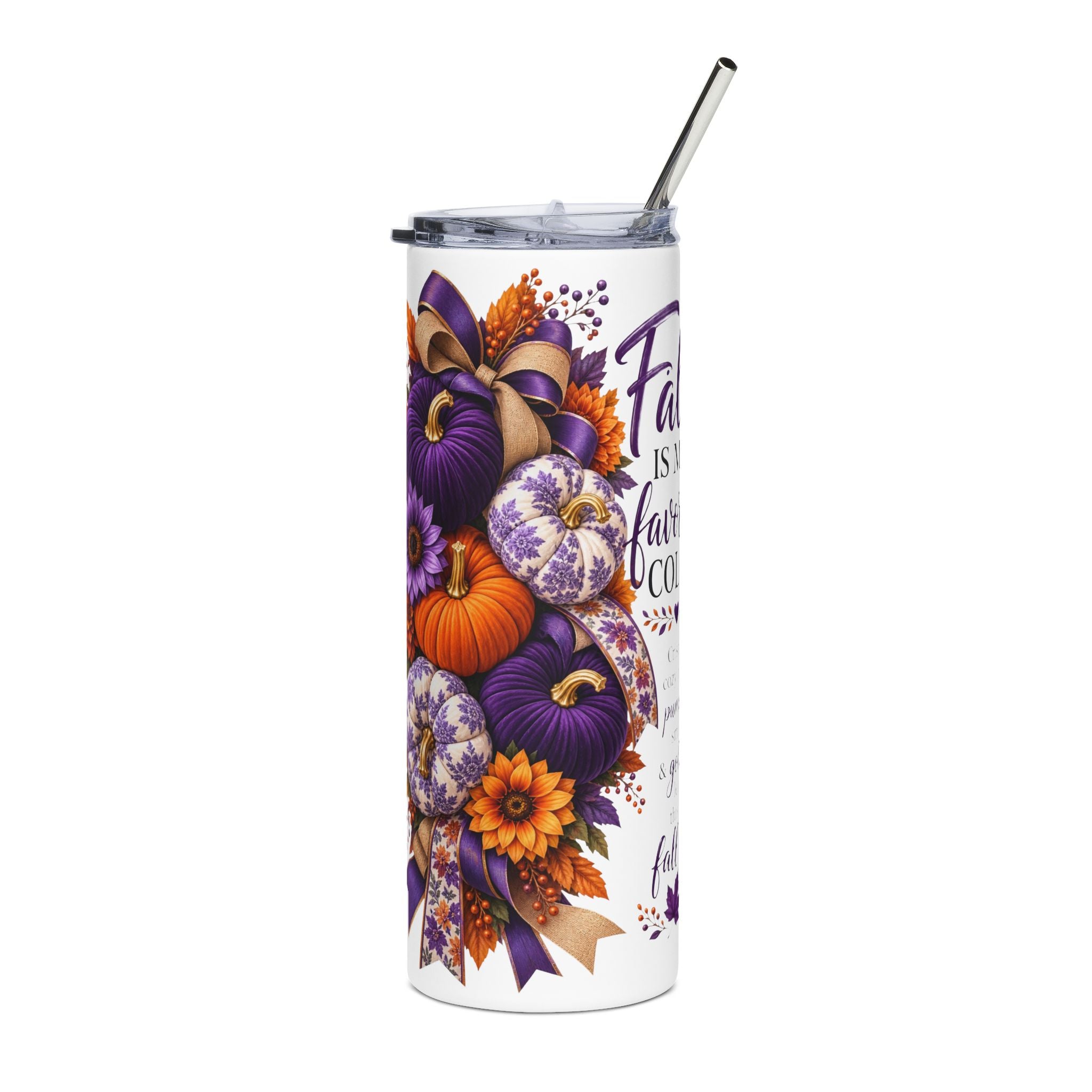 20oz Fall Pumpkin Floral Stainless Steel Tumbler