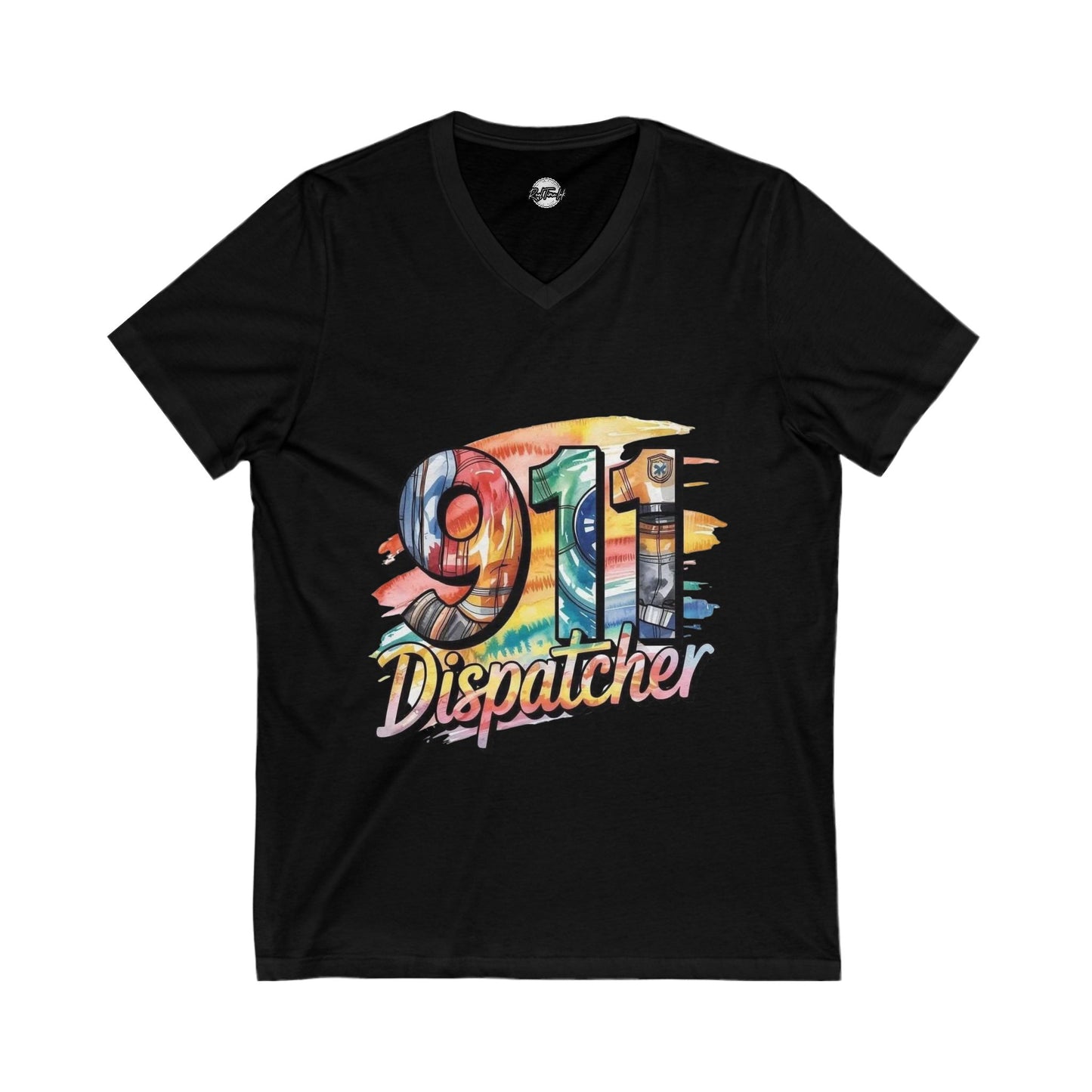 Rainbow 911 Dispatcher Tee, Funny Emergency Worker Shirt, First Responder Gift, V-Neck T-Shirt, Unisex Jersey Top, Colorful Dispatch Apparel