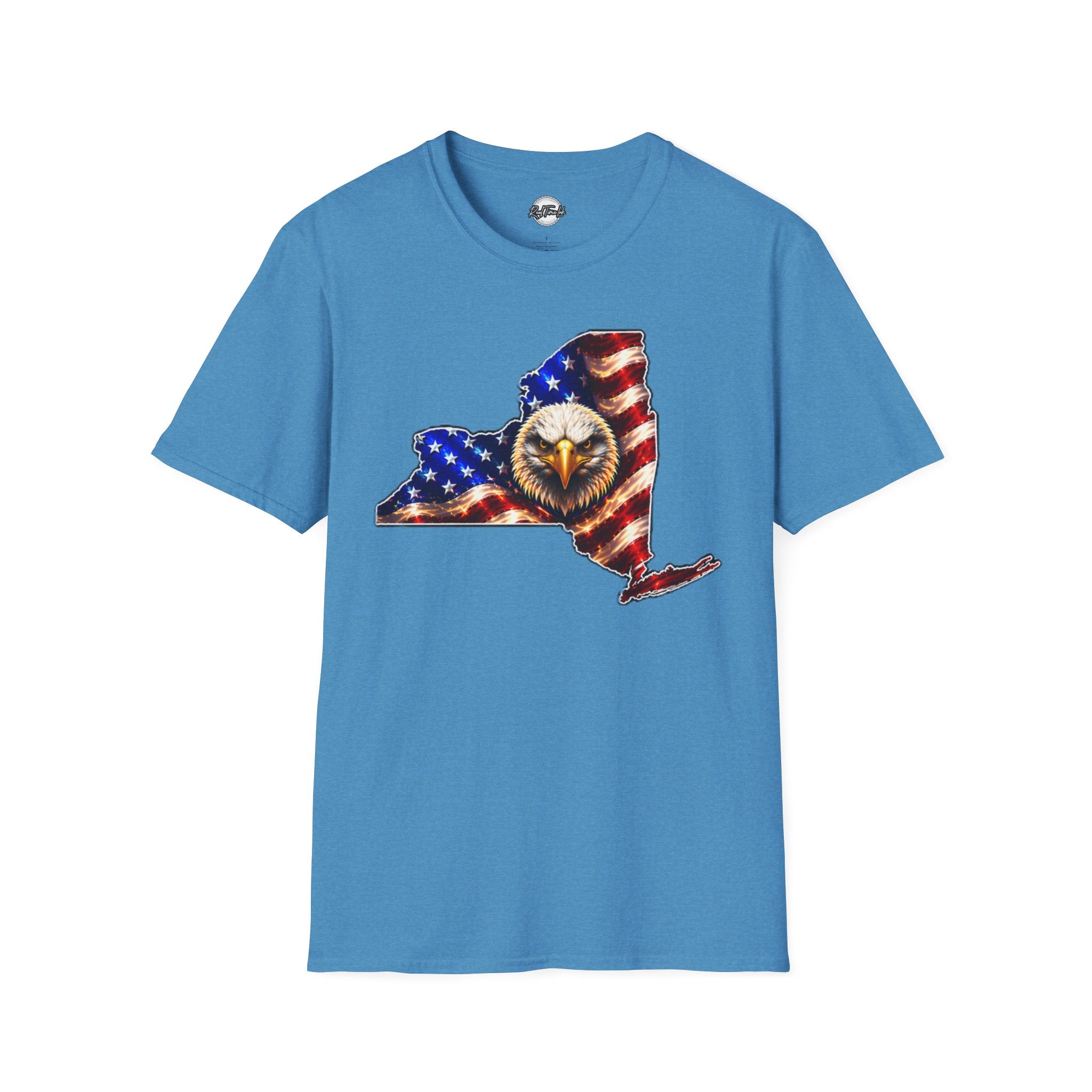 Patriotic New York State T-Shirt - American Flag Eagle Graphic