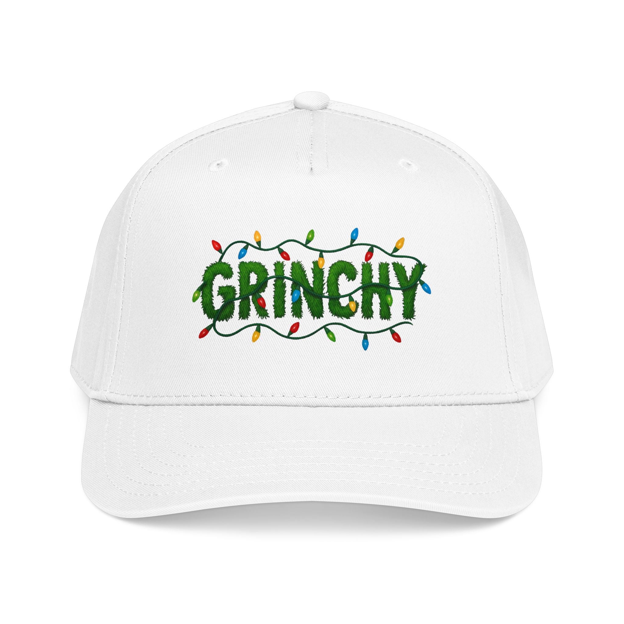 Grinchy Holiday Baseball Cap – Christmas Light Embroidered Hat