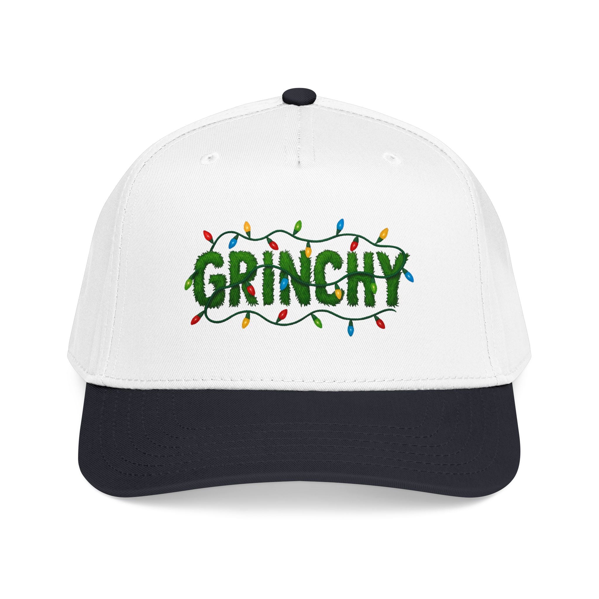 Grinchy Holiday Baseball Cap – Christmas Light Embroidered Hat