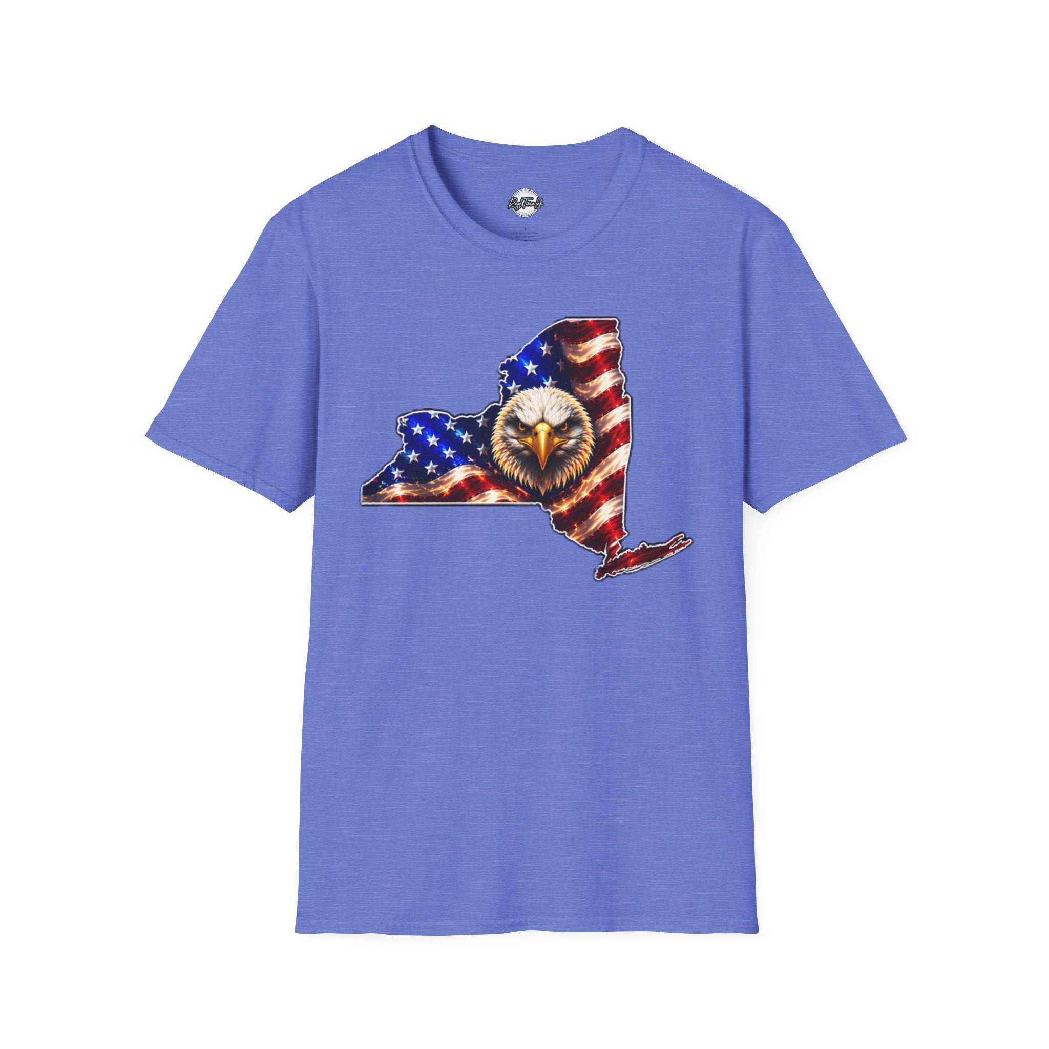 Patriotic New York State T-Shirt - American Flag Eagle Graphic