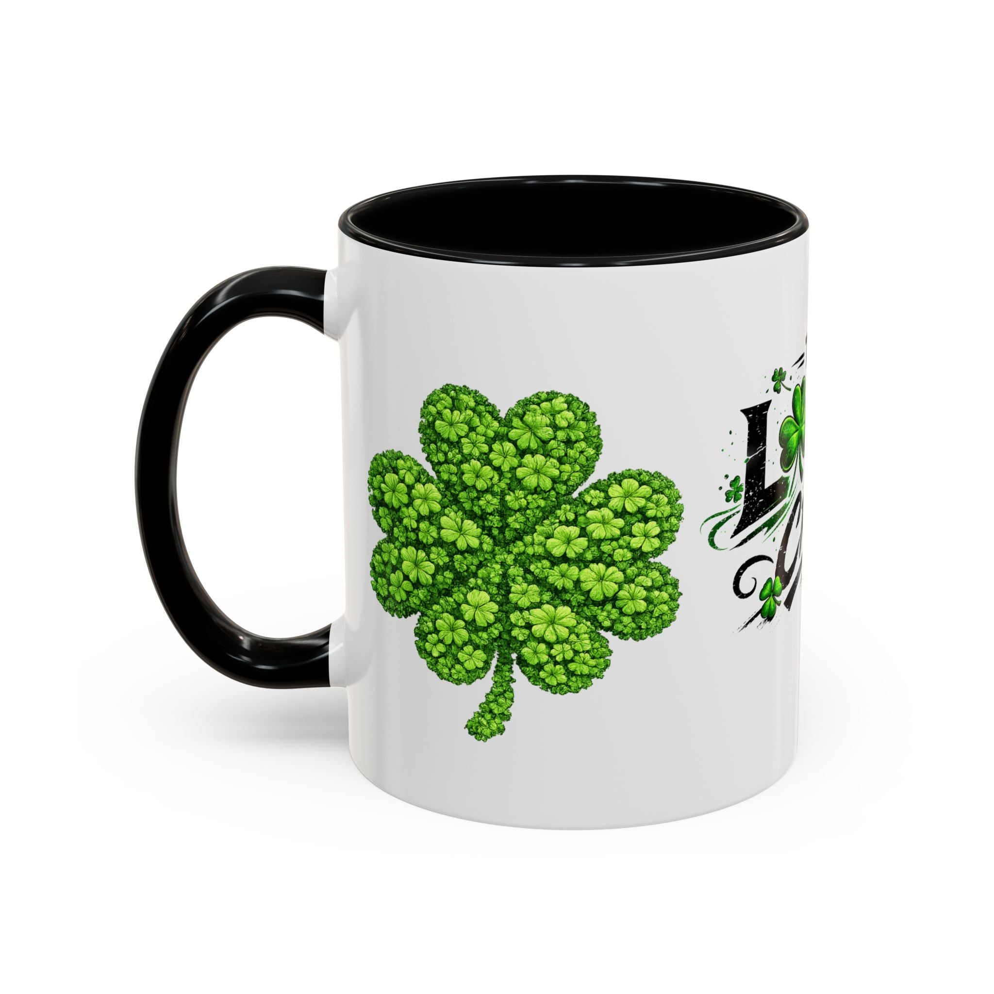 St. Patrick's 'The Lucky Crew' Accent Coffee Mug – Clover & Beer Shamrock Design (11/15 oz)