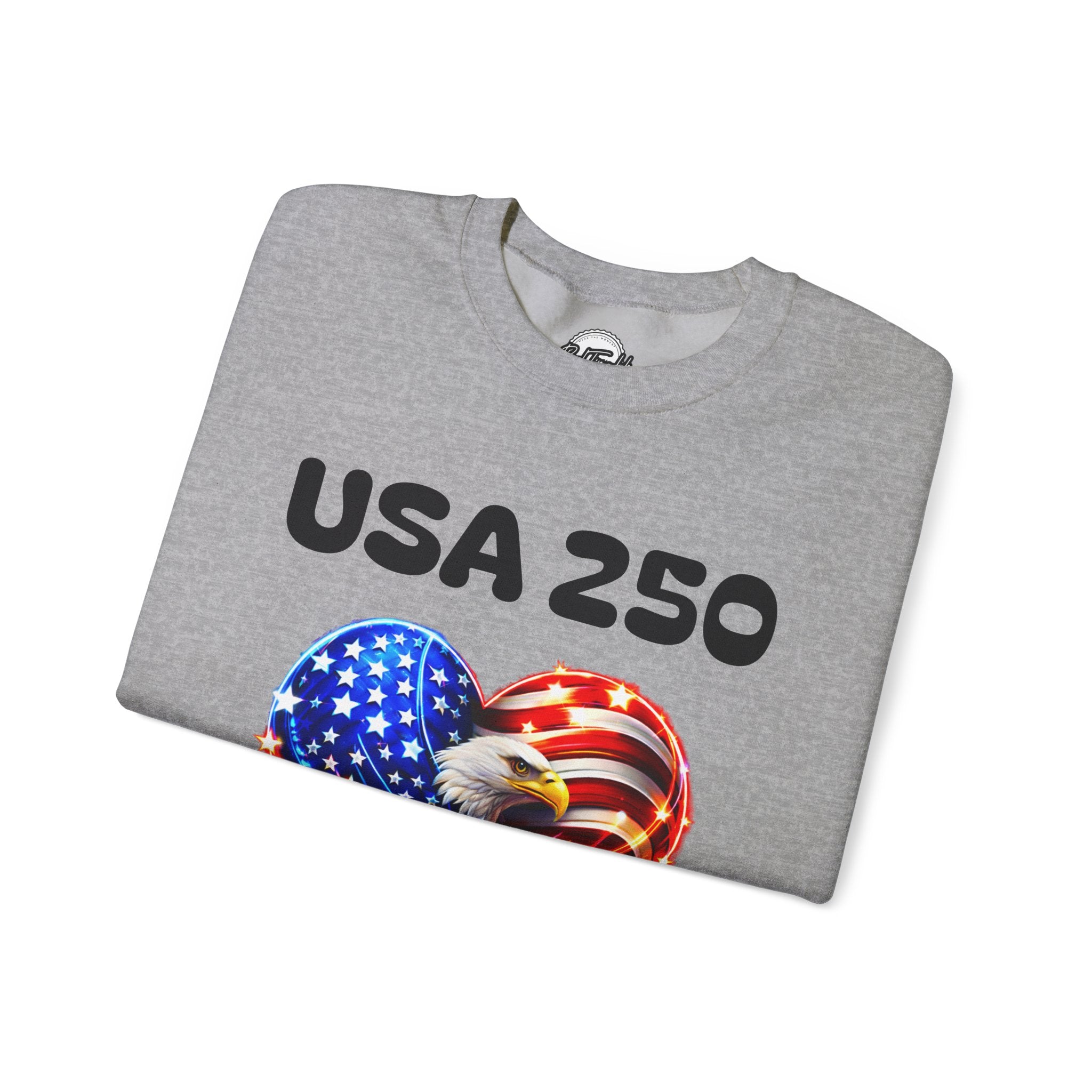 USA 250 Patriotic Crewneck Sweatshirt — American Flag Heart & Eagle Design