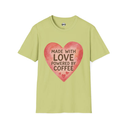Made with Love Powered by Coffee Unisex Softstyle T-Shirt