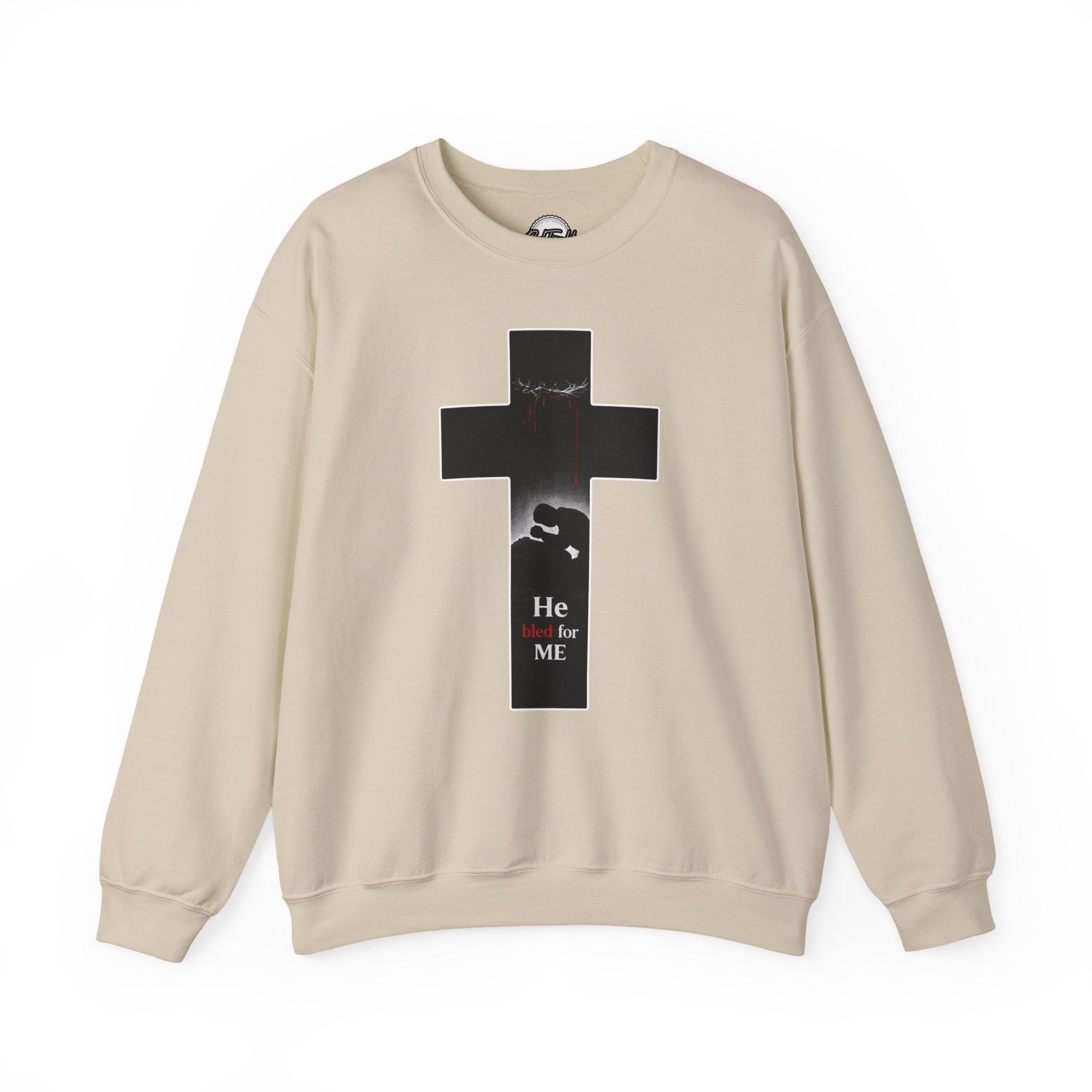Christian Cross Sweatshirt – "He Died for Me" Inspirational Crewneck