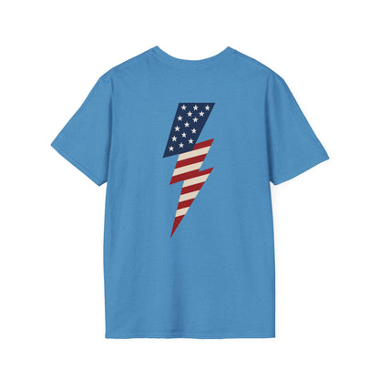 Patriotic Lightning Bolt T-Shirt, American Flag Tee, Unisex Casual Wear, Gifts for Independence Day, Fourth of July Apparel, Summer Style