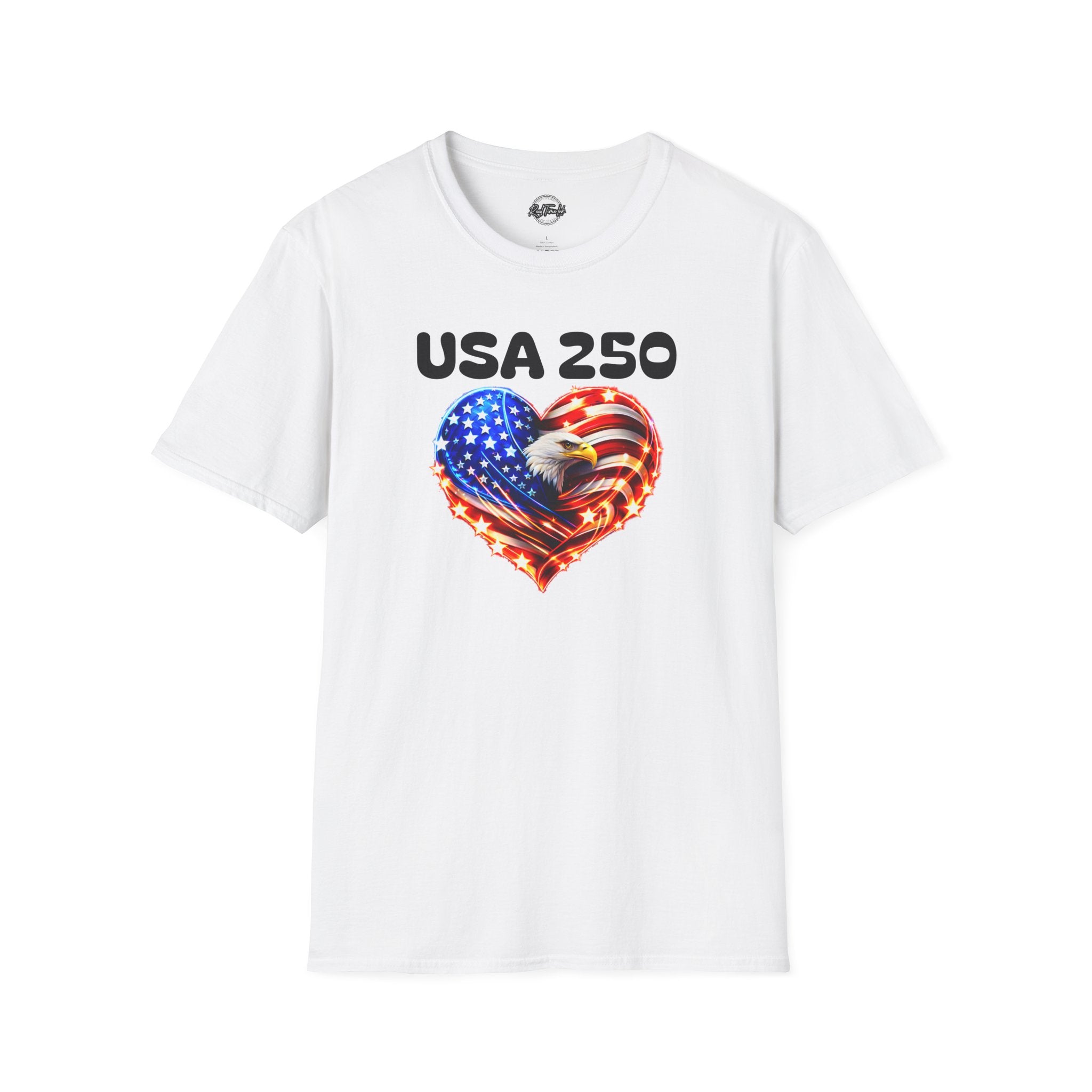 USA 250 Heart Flag T-Shirt — Patriotic American Eagle Tee for Independence Day
