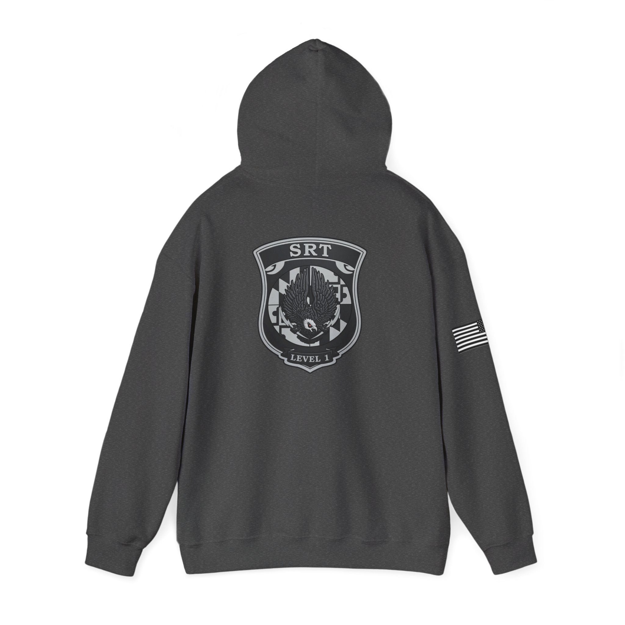 SRT Hoodie 1 – Tactical Badge Back Print with Sleeve Flag