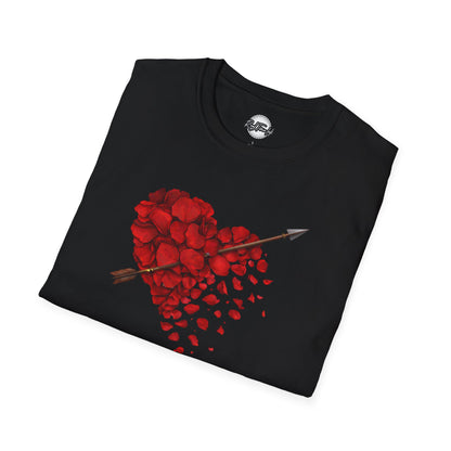 Rose Petal Heart T-Shirt — Arrow-Pierced Romantic Valentine Tee