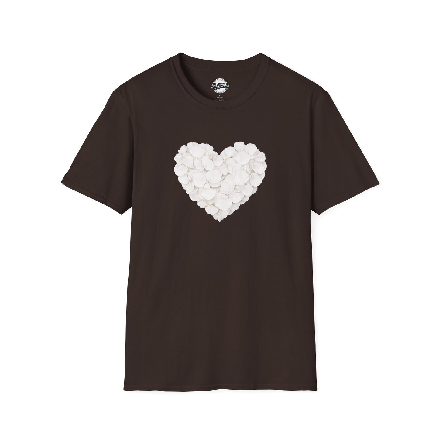 Heart of Roses Valentine's T-Shirt — White Floral Heart Graphic Tee for Women & Men