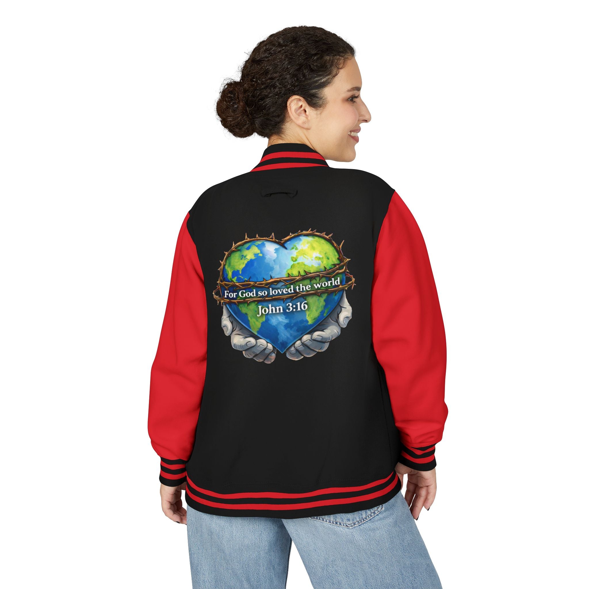 John 3:16 Letterman Jacket — 'God So Loved the World' Varsity Jacket