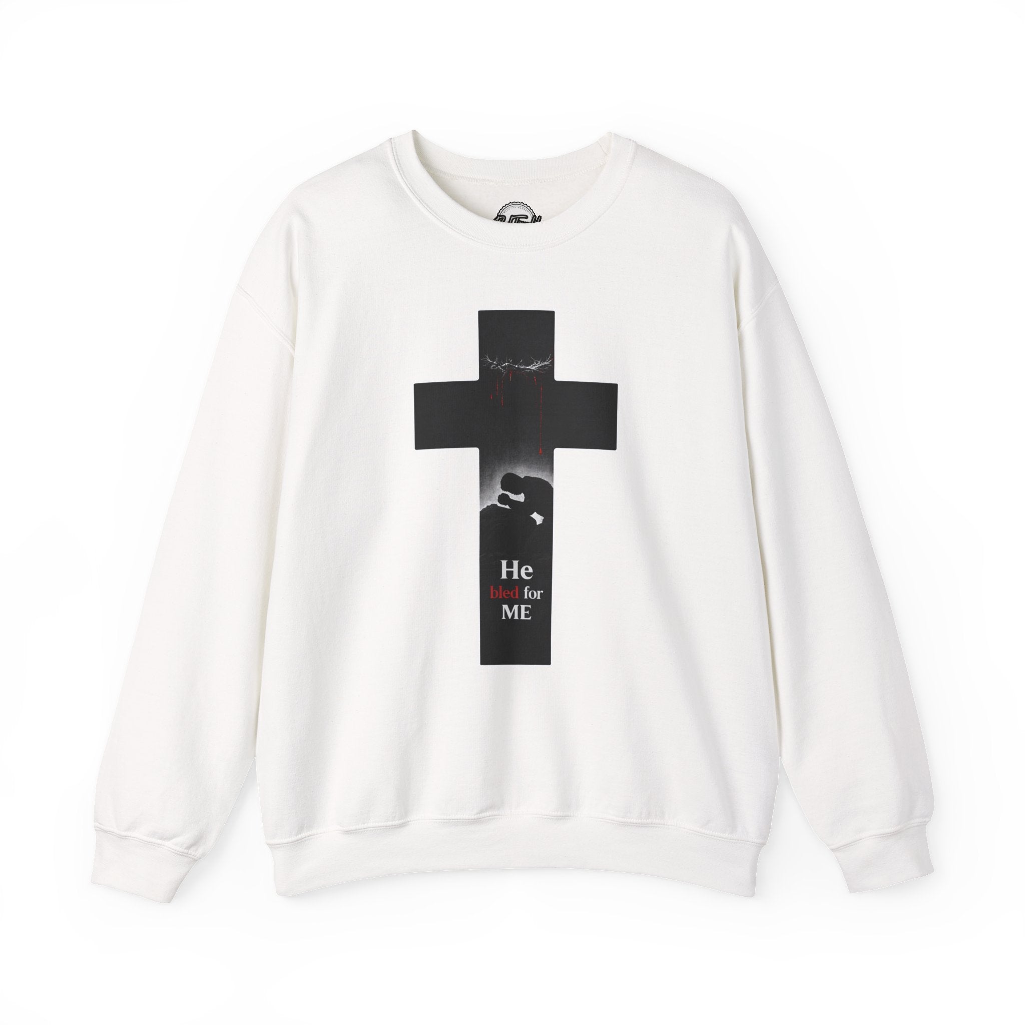 Christian Cross Sweatshirt – "He Died for Me" Inspirational Crewneck