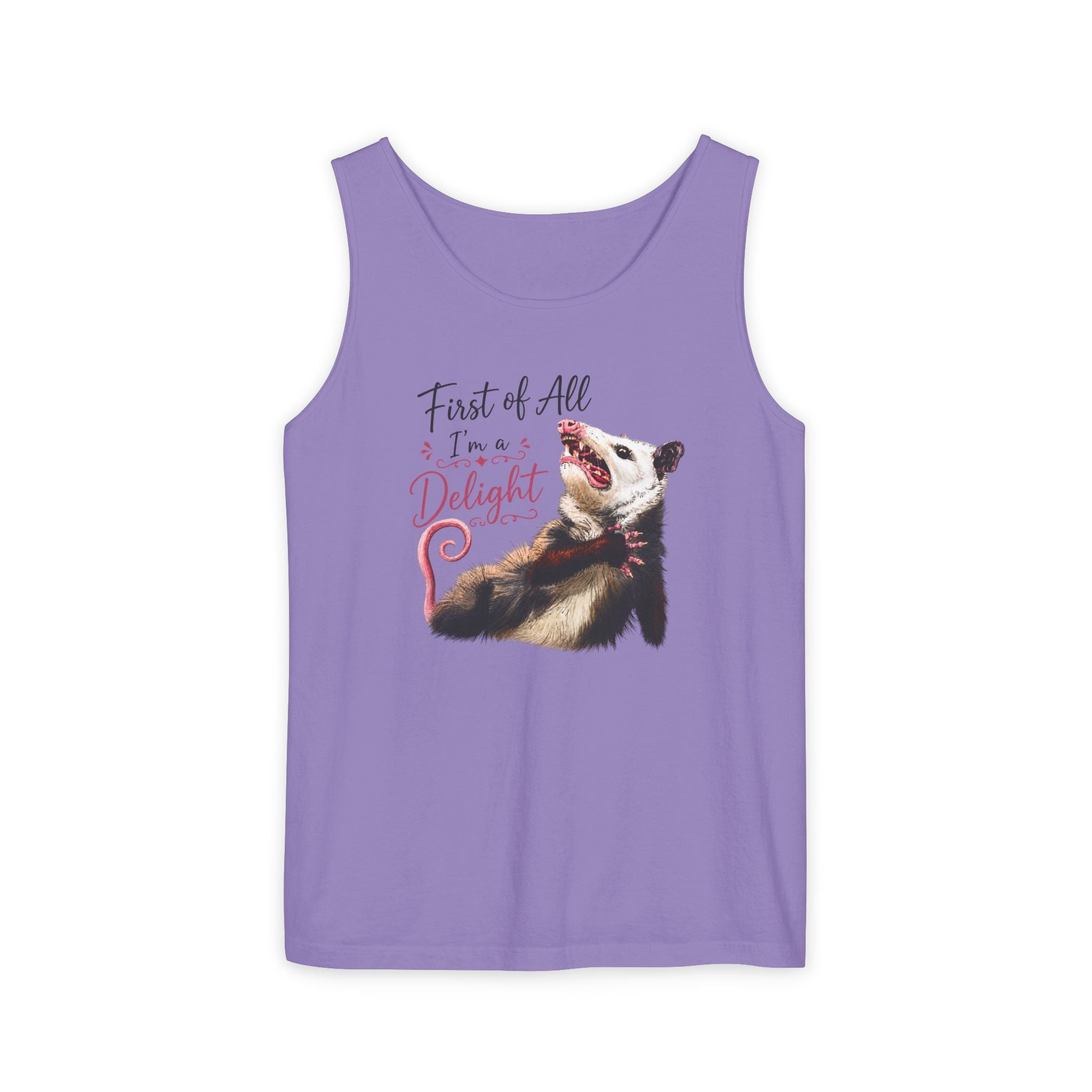 Possum Tank Top - “First of All I’m a Delight” Cute Possum Graphic Tank