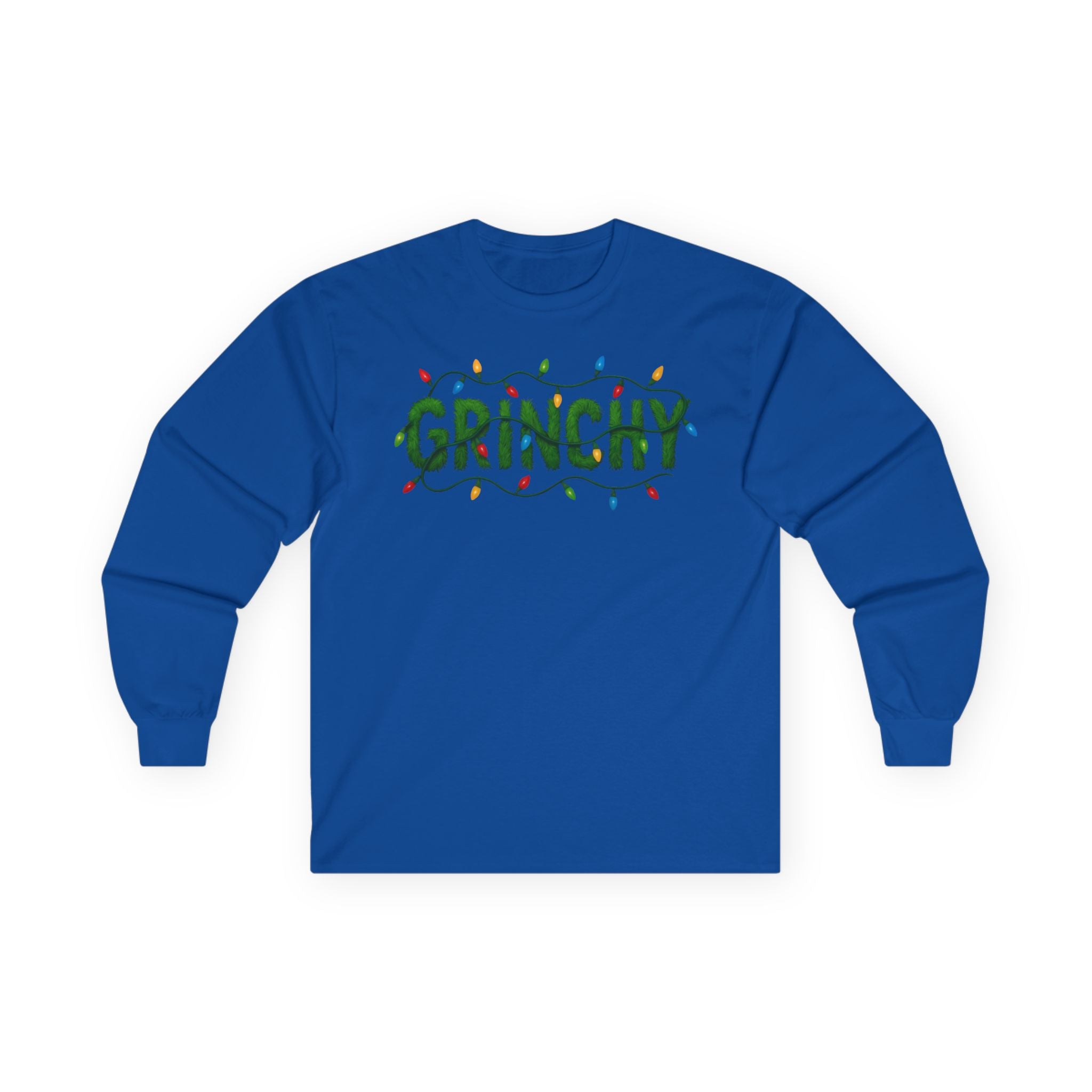 Grinchy Christmas Long Sleeve Tee — Holiday Lights Graphic