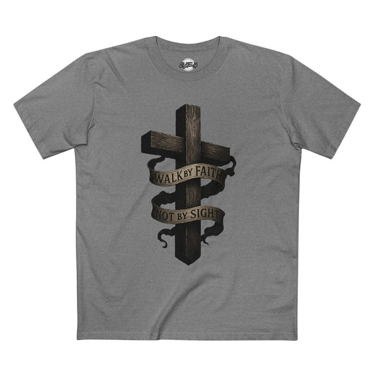 Faith Cross T-Shirt — "Walk by Faith, Not by Sight" Christian Tee