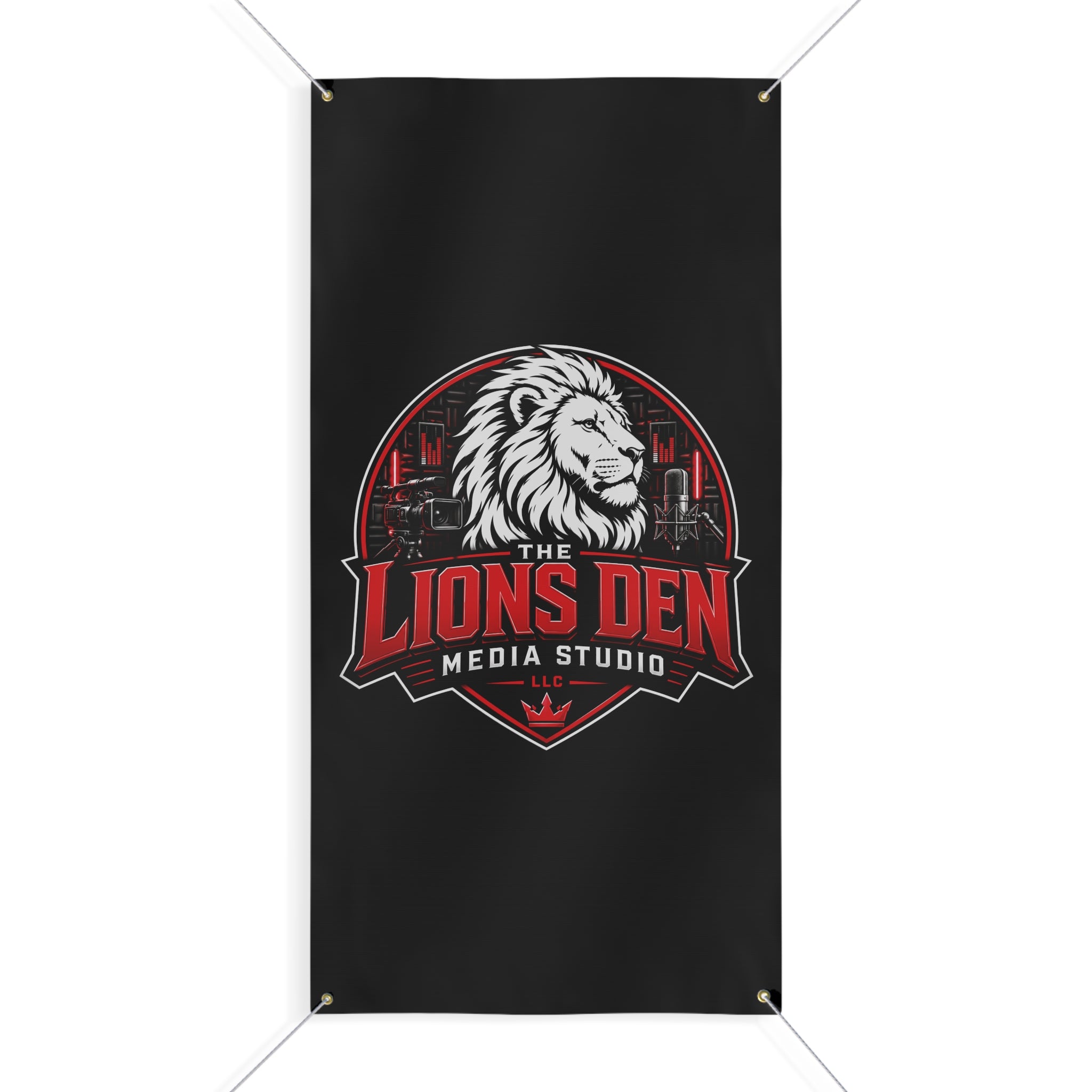 The Lions Den Media Studio Matte Banner