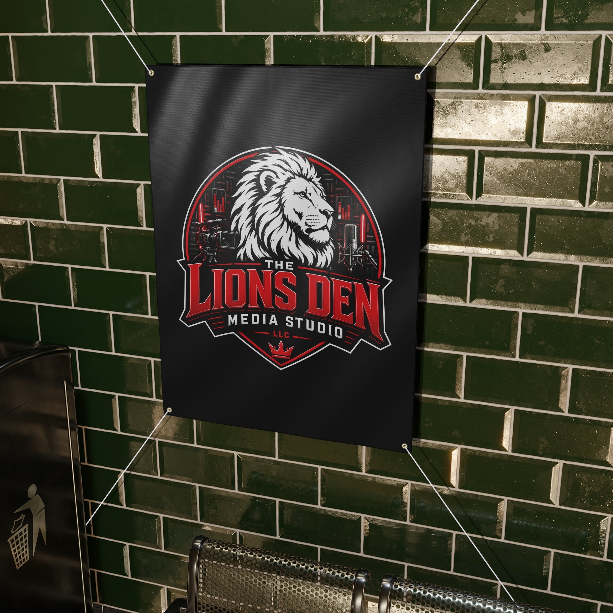 The Lions Den Media Studio Matte Banner