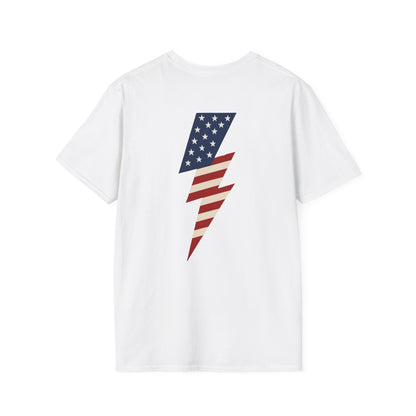 Patriotic Lightning Bolt T-Shirt, American Flag Tee, Unisex Casual Wear, Gifts for Independence Day, Fourth of July Apparel, Summer Style