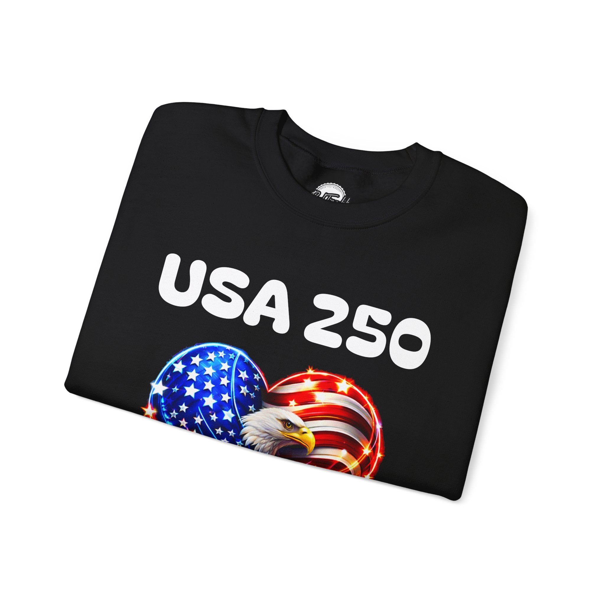 USA 250 Patriotic Crewneck Sweatshirt — American Flag Heart & Eagle Design