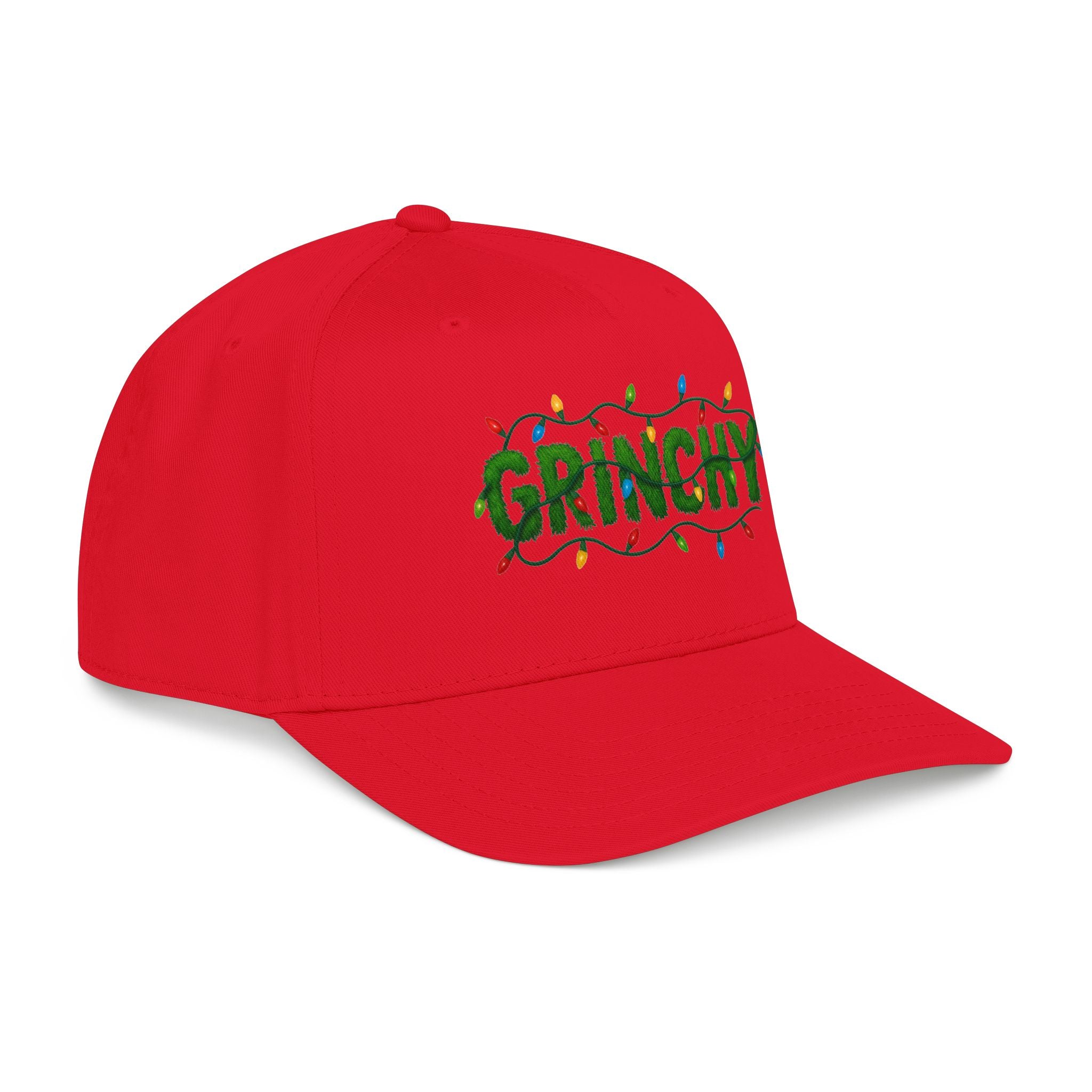 Grinchy Holiday Baseball Cap – Christmas Light Embroidered Hat