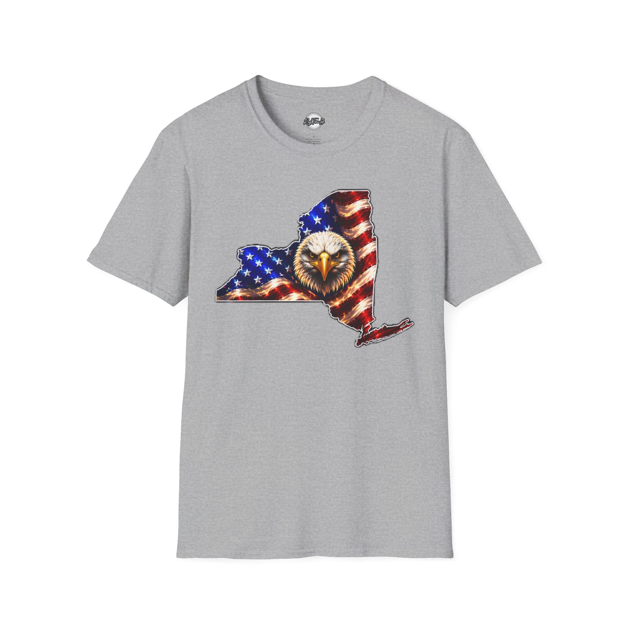 Patriotic New York State T-Shirt - American Flag Eagle Graphic