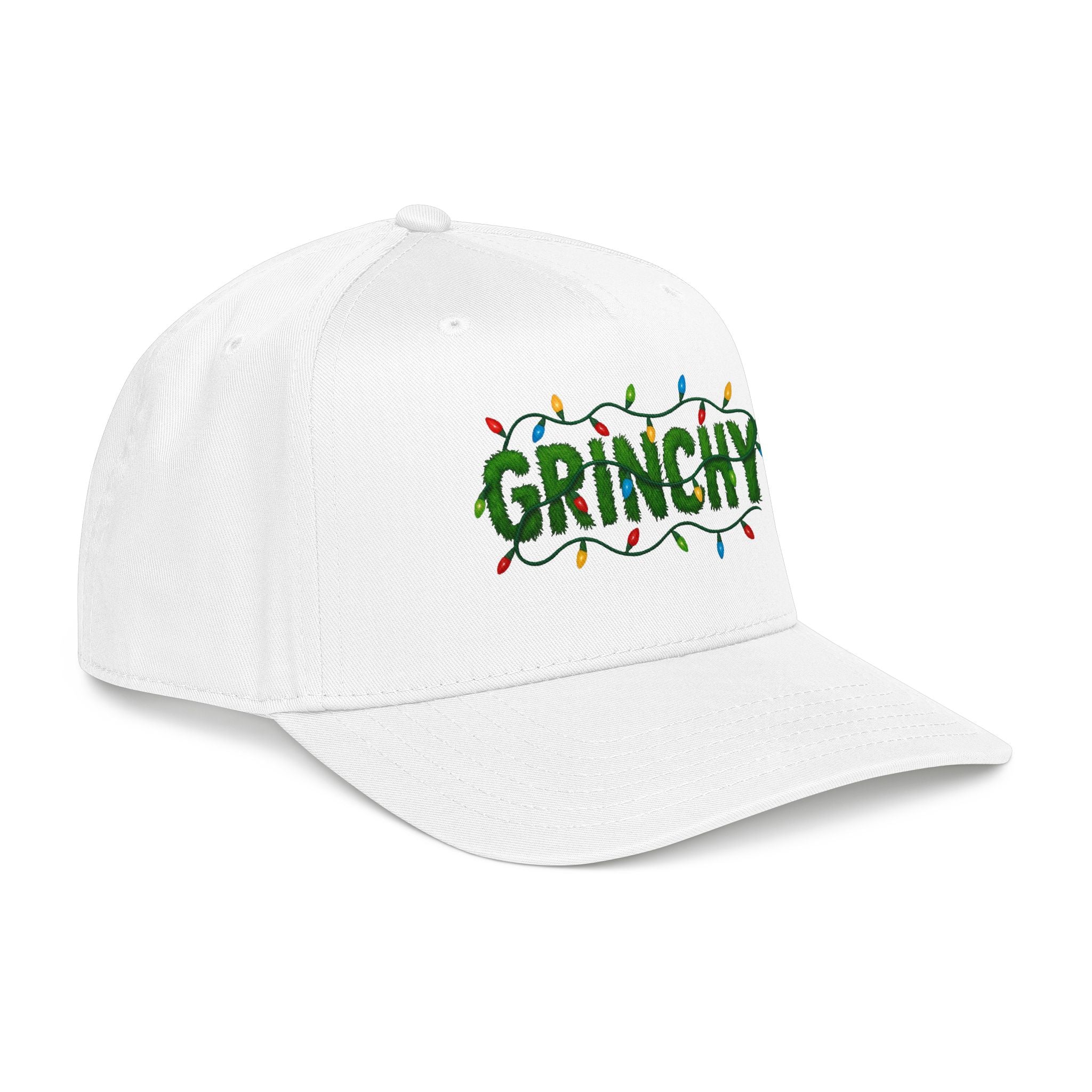Grinchy Holiday Baseball Cap – Christmas Light Embroidered Hat