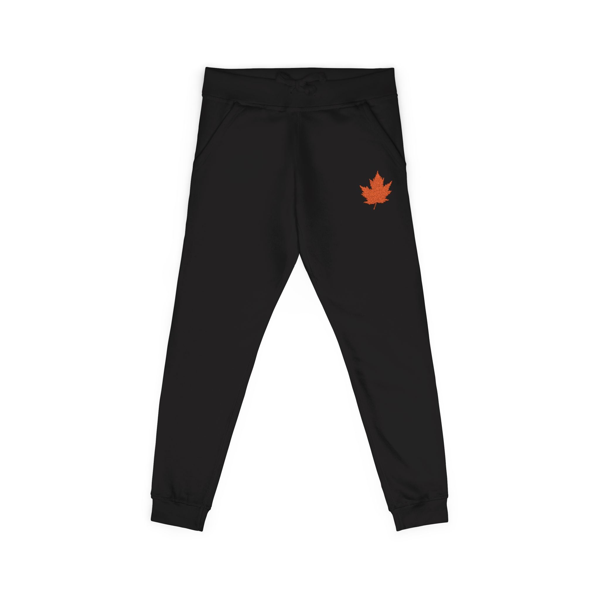 Embroidered Fall Leaf Fleece Sweatpants for Cozy Comfort