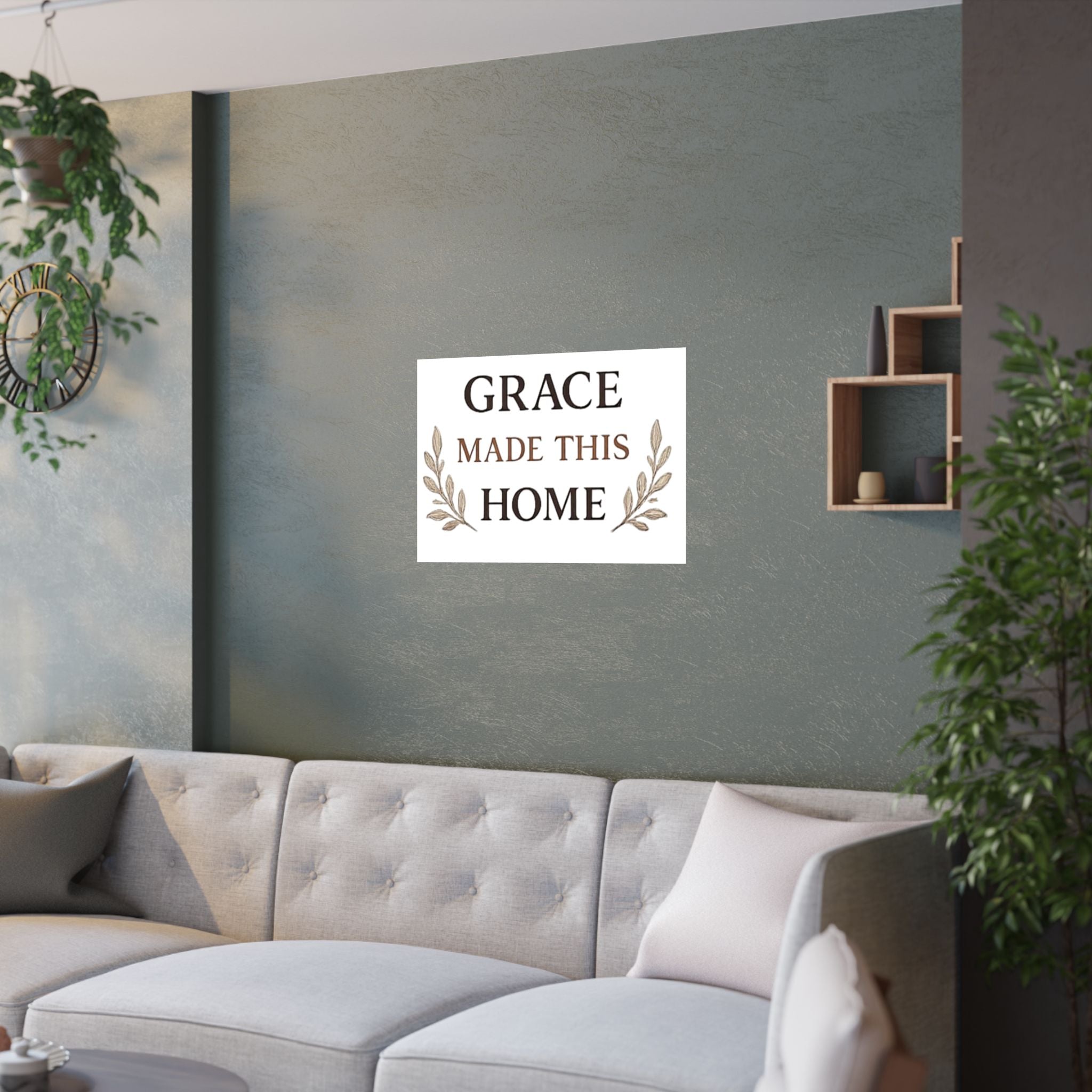 Grace Made This Home Satin Poster — Inspirational Faith Wall Art