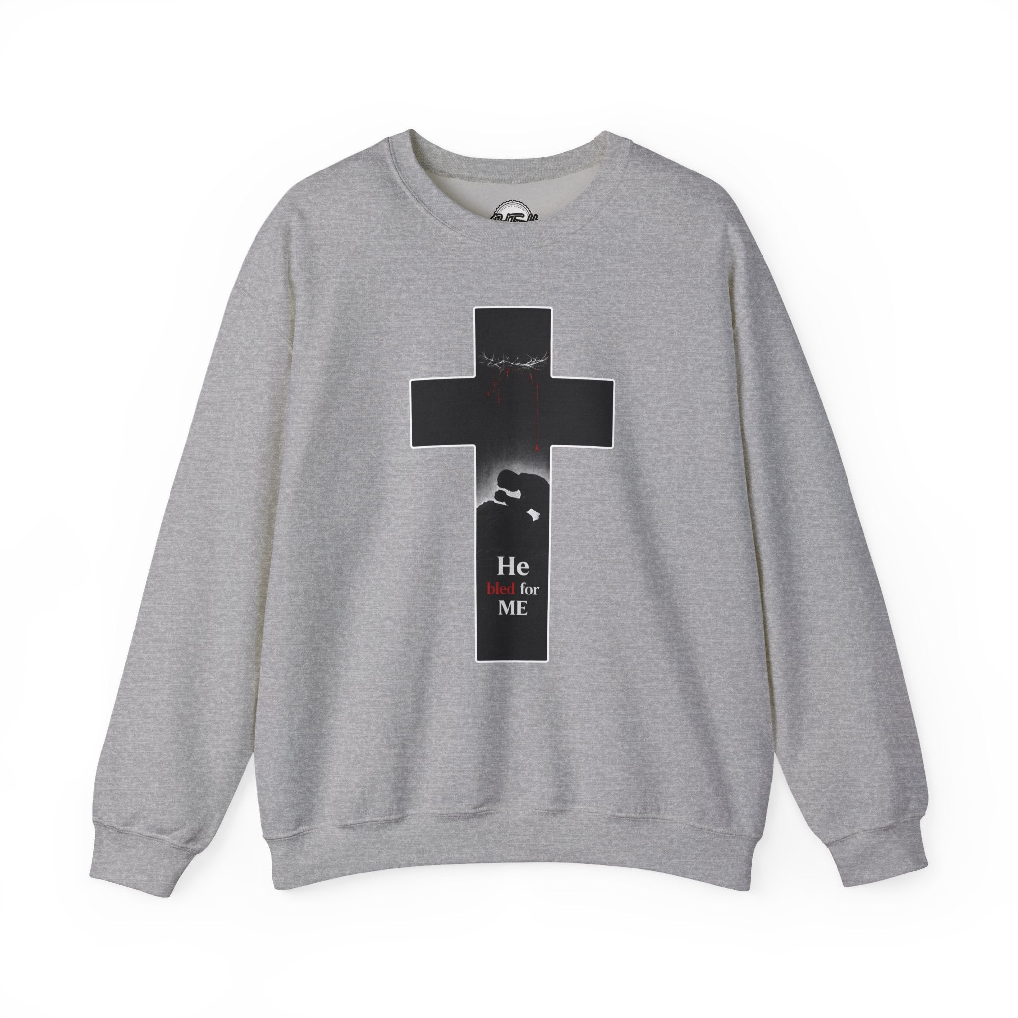 Christian Cross Sweatshirt – "He Died for Me" Inspirational Crewneck