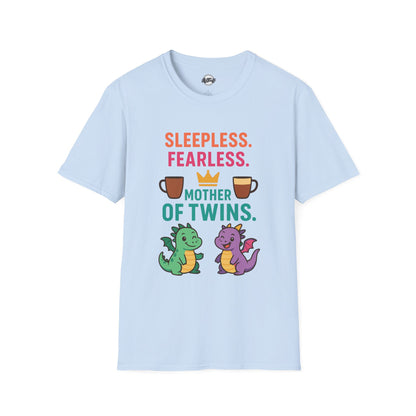 Mother of Twins T-Shirt - Sleepless & Fearless Unisex Tee