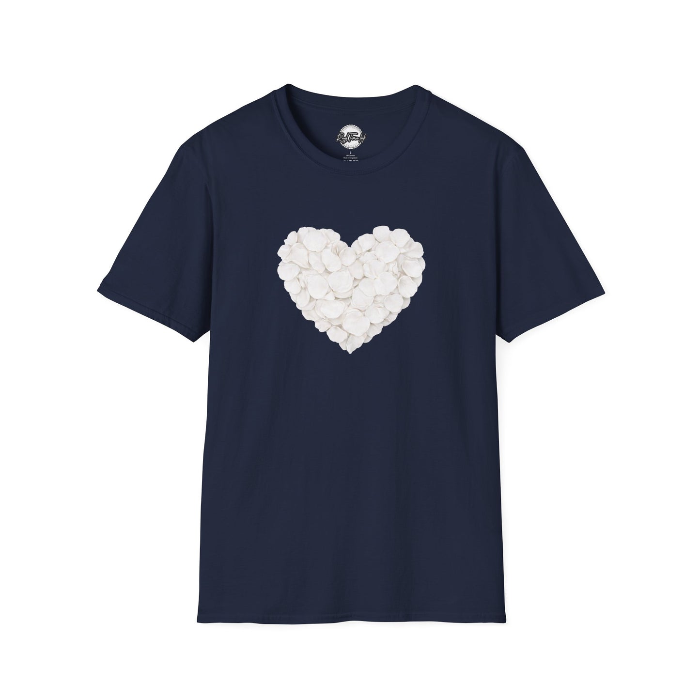 Heart of Roses Valentine's T-Shirt — White Floral Heart Graphic Tee for Women & Men