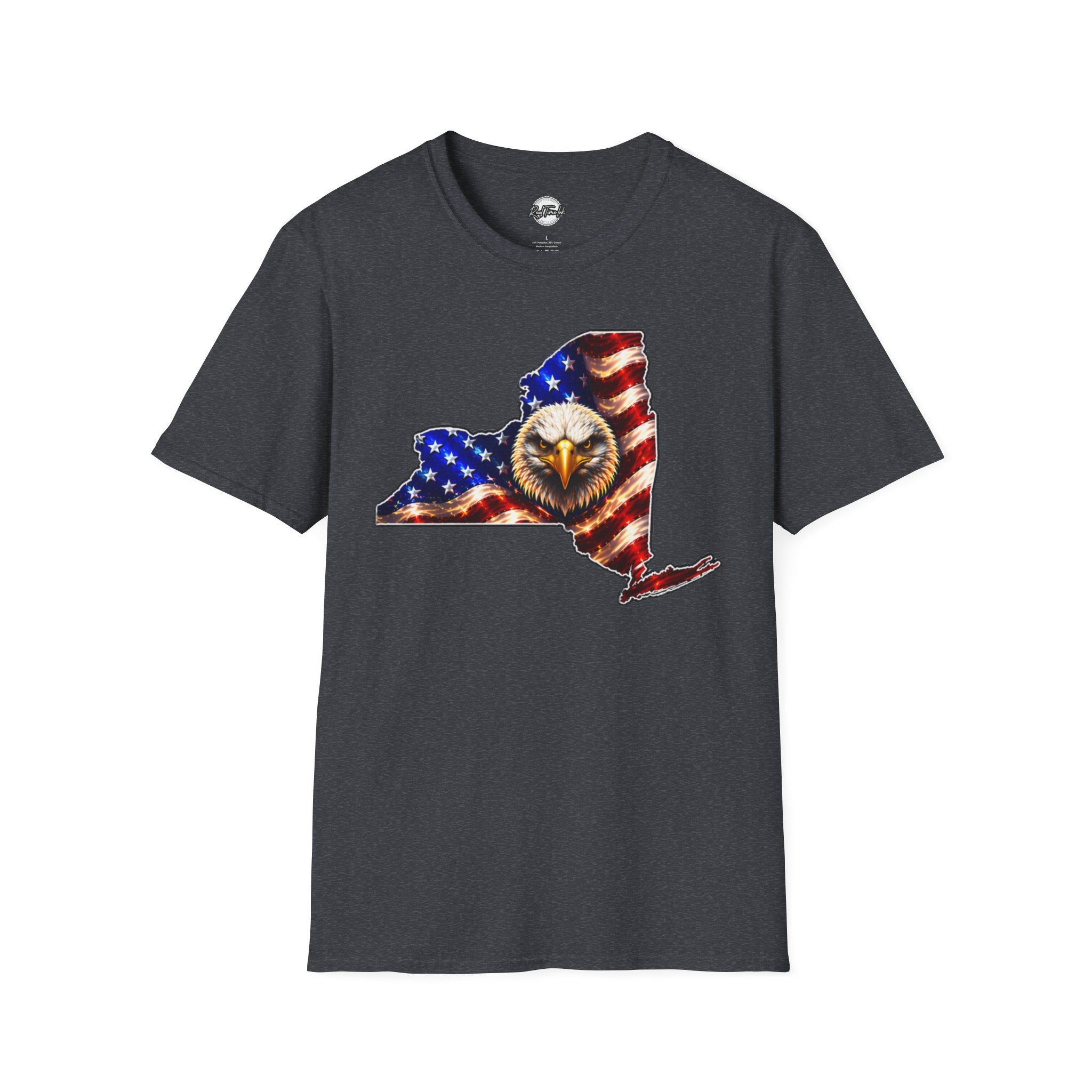 Patriotic New York State T-Shirt - American Flag Eagle Graphic