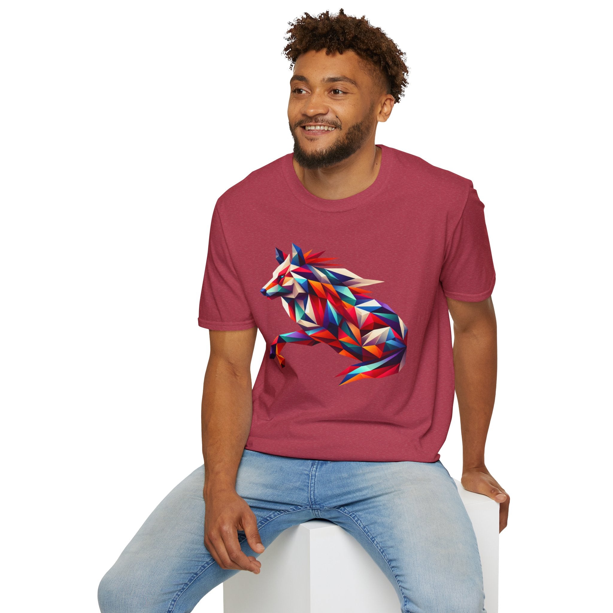 Colorful Geometric Wolf T-Shirt | Unisex Softstyle Tee