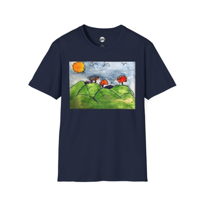 Artistic Nature Unisex Softstyle T-Shirt - Colorful Scenic Design kid art