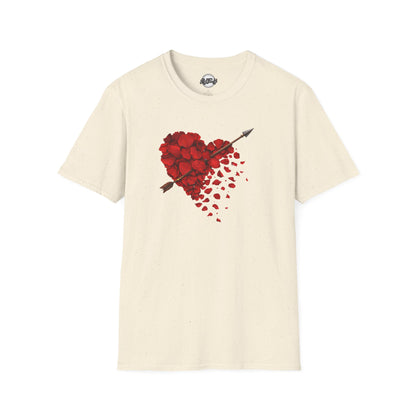 Rose Petal Heart T-Shirt — Arrow-Pierced Romantic Valentine Tee