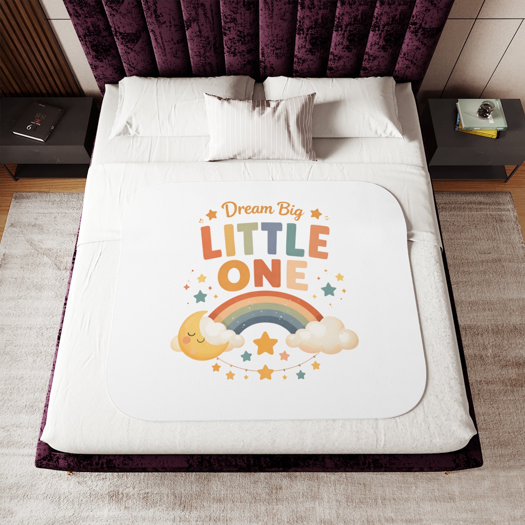 Dream Big Little One Sherpa Blanket — Baby Nursery Rainbow Throw