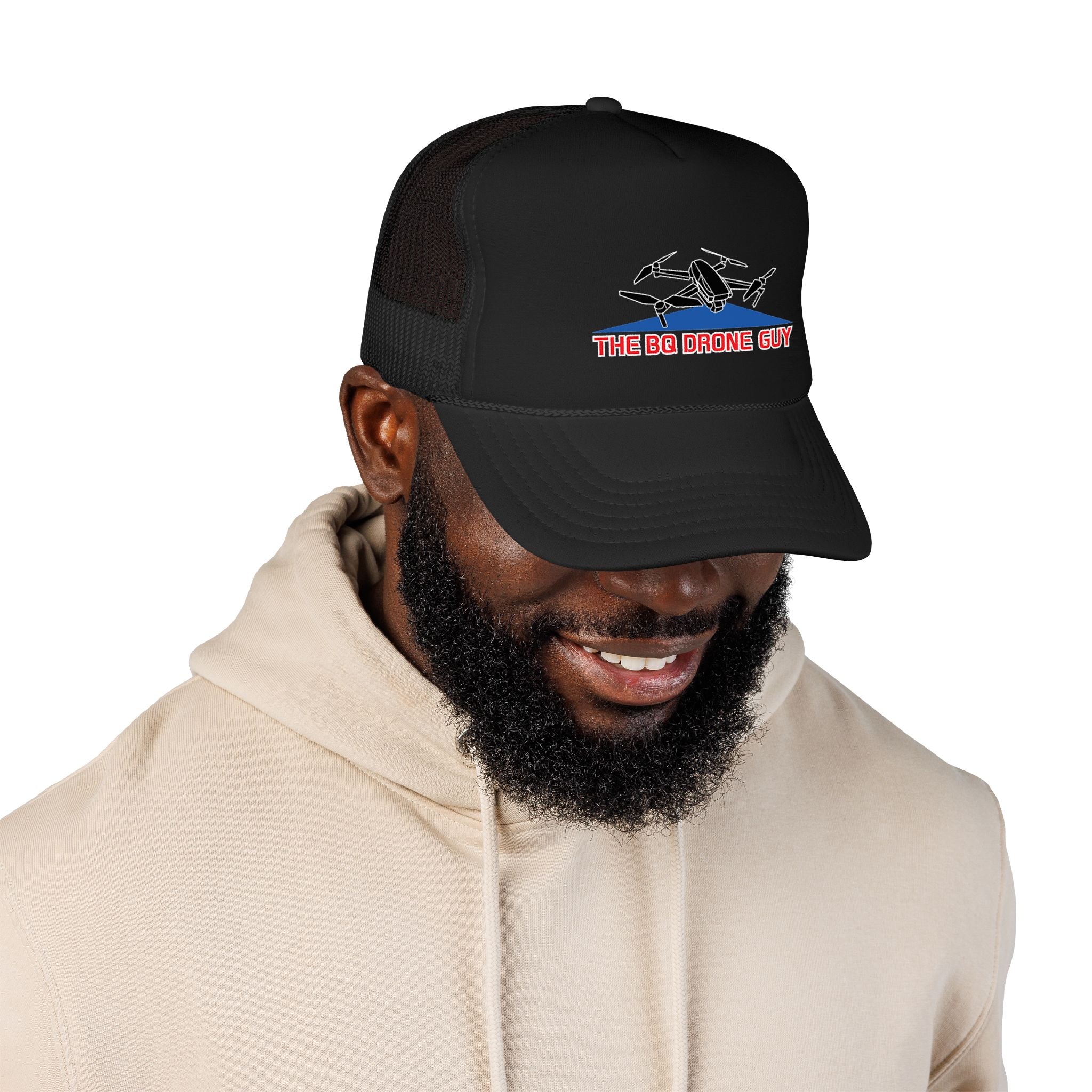The BQ Drone Guy Foam Trucker Hat - 'The BQ Drone Guy' Embroidered Pilot Cap