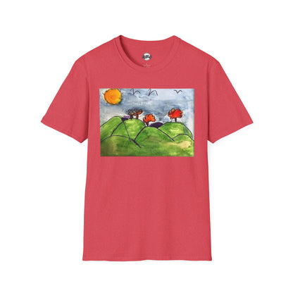 Artistic Nature Unisex Softstyle T-Shirt - Colorful Scenic Design kid art