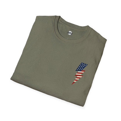 Patriotic Lightning Bolt T-Shirt, American Flag Tee, Unisex Casual Wear, Gifts for Independence Day, Fourth of July Apparel, Summer Style
